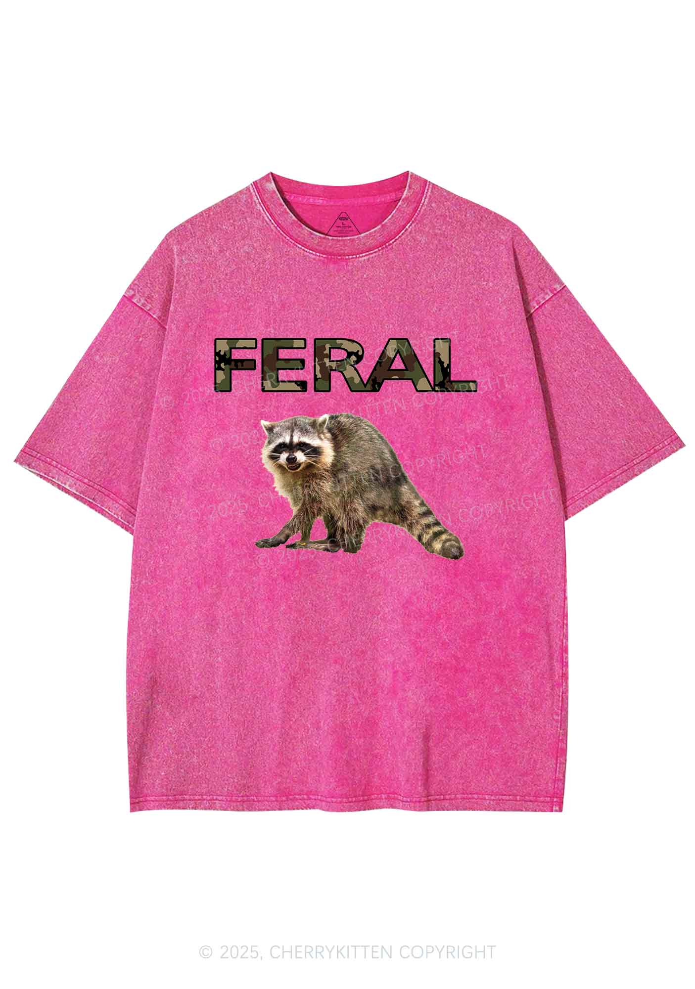 Feral Raccoon Y2K Shirts Washed Tee Cherrykitten
