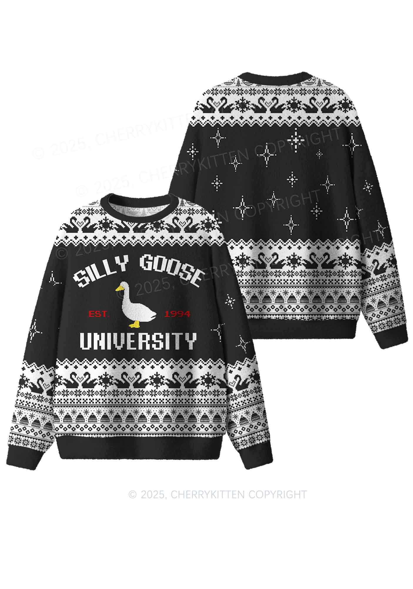 Silly Goose University Y2K Christmas Knit Sweatshirt Cherrykitten