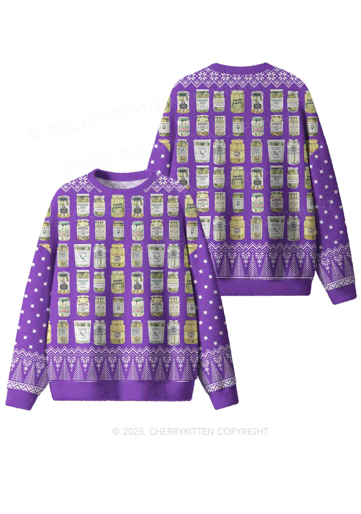 Canned Pickles Y2K Christmas Knit Sweatshirt Cherrykitten