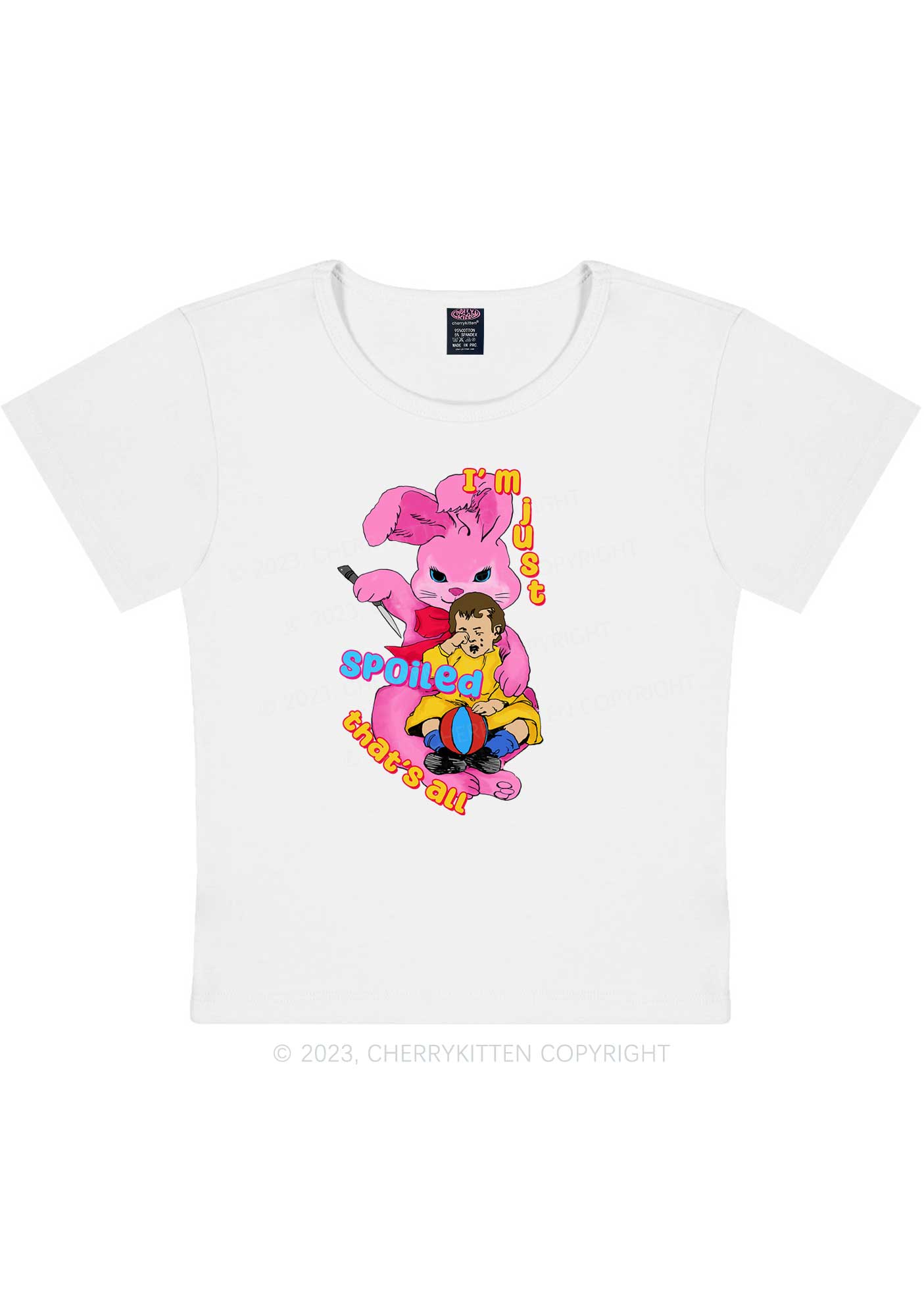 Bunny Just Spoiled Kids Y2K Baby Tee Cherrykitten