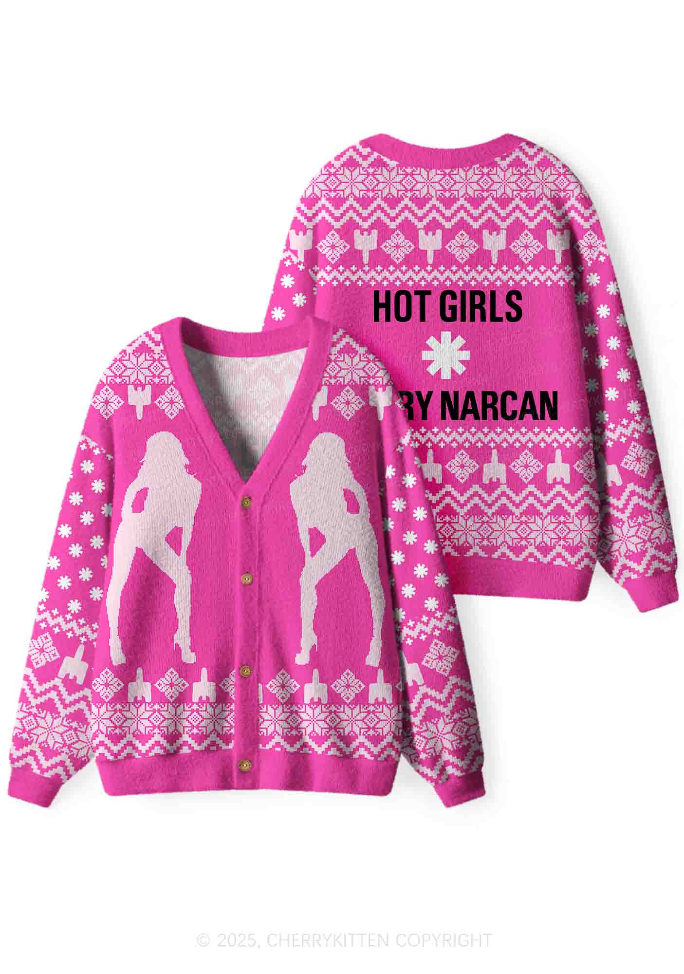 Hot Girls Carry Nxrcan Y2K Christmas Cardigan Knit Sweatshirt Cherrykitten