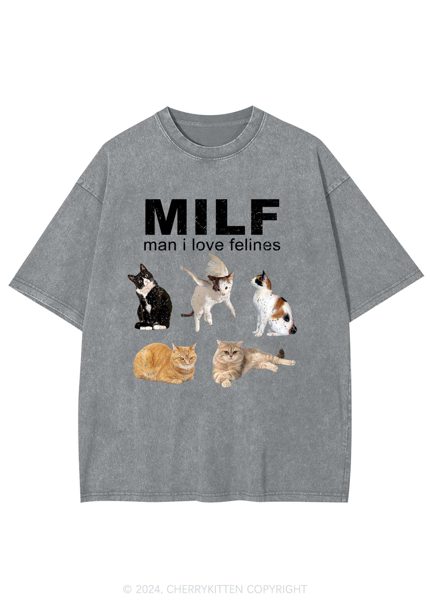 Mxxf Felines Y2K Washed Tee Cherrykitten