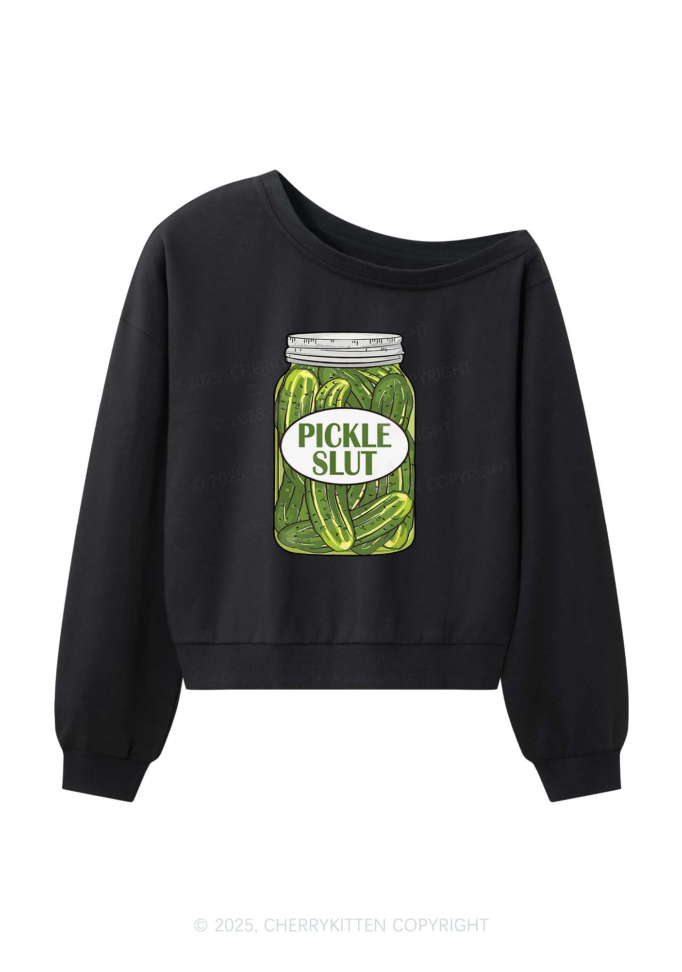 Pickle Slxt Y2K Off Shoulder Sweatshirts Cherrykitten