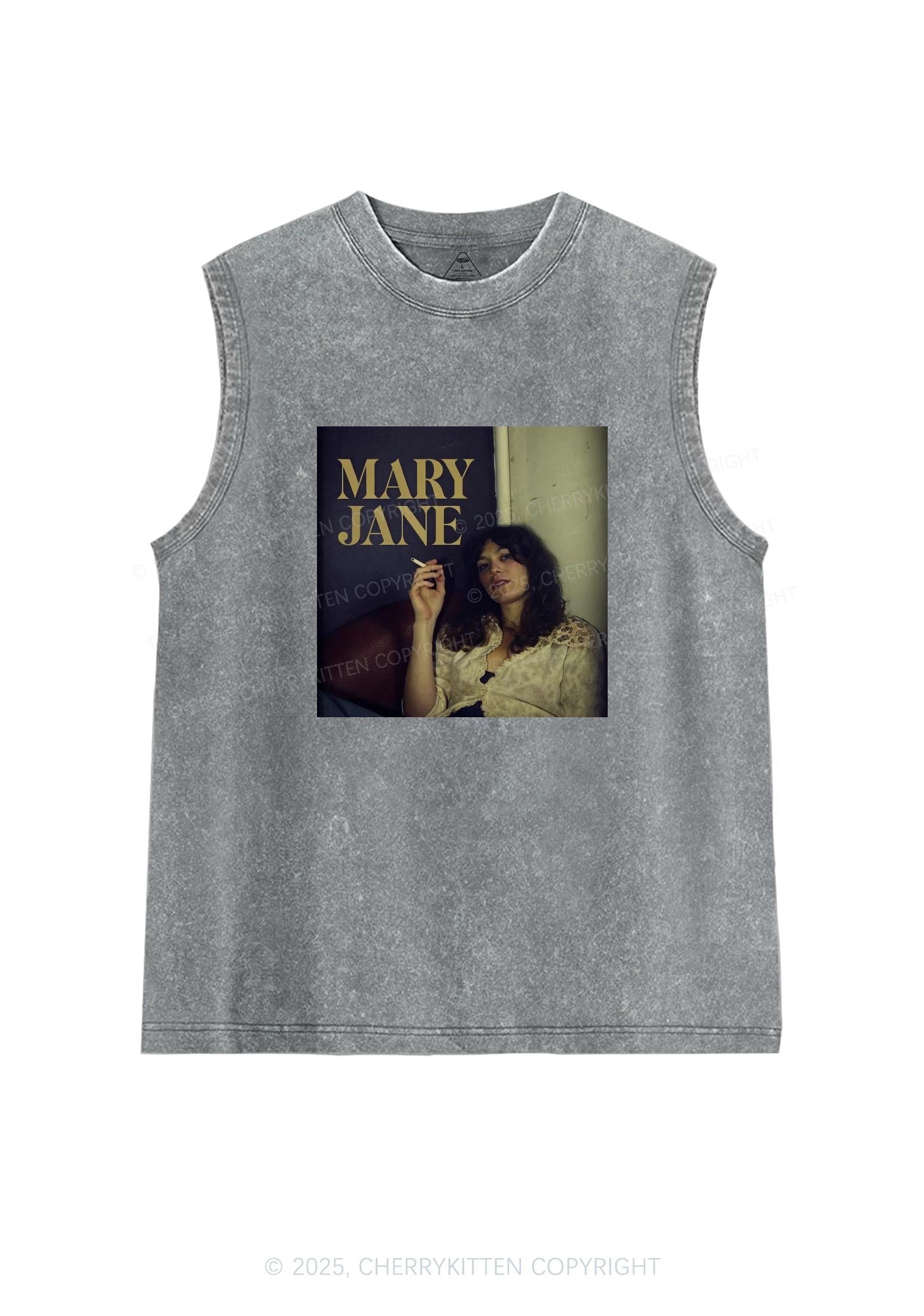 Smoking Woman Y2K Washed Tank Cherrykitten