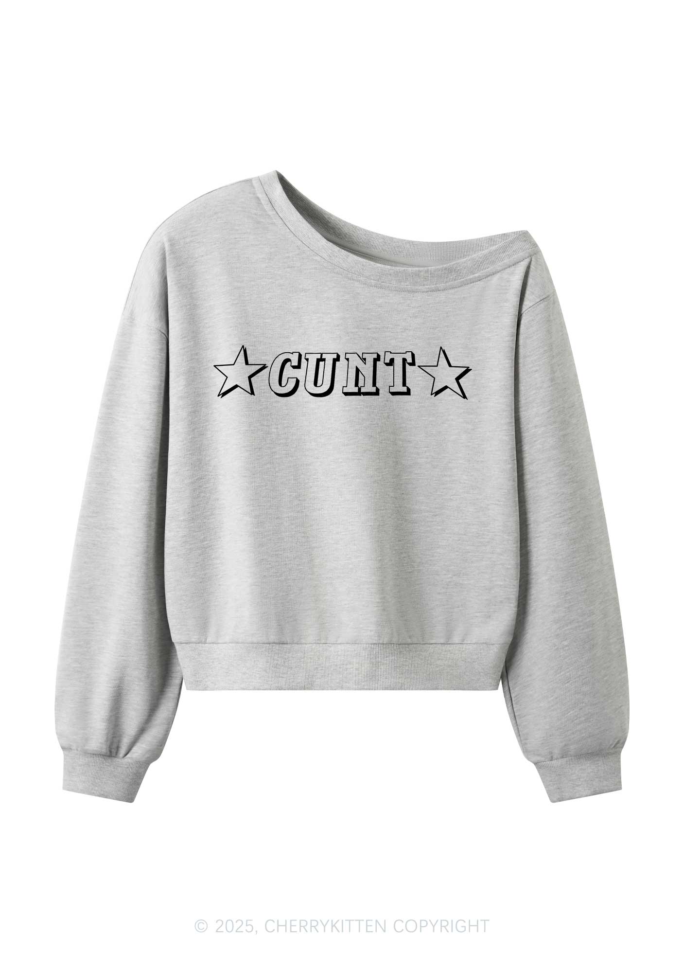 Star Count Y2K Off Shoulder Sweatshirts Cherrykitten