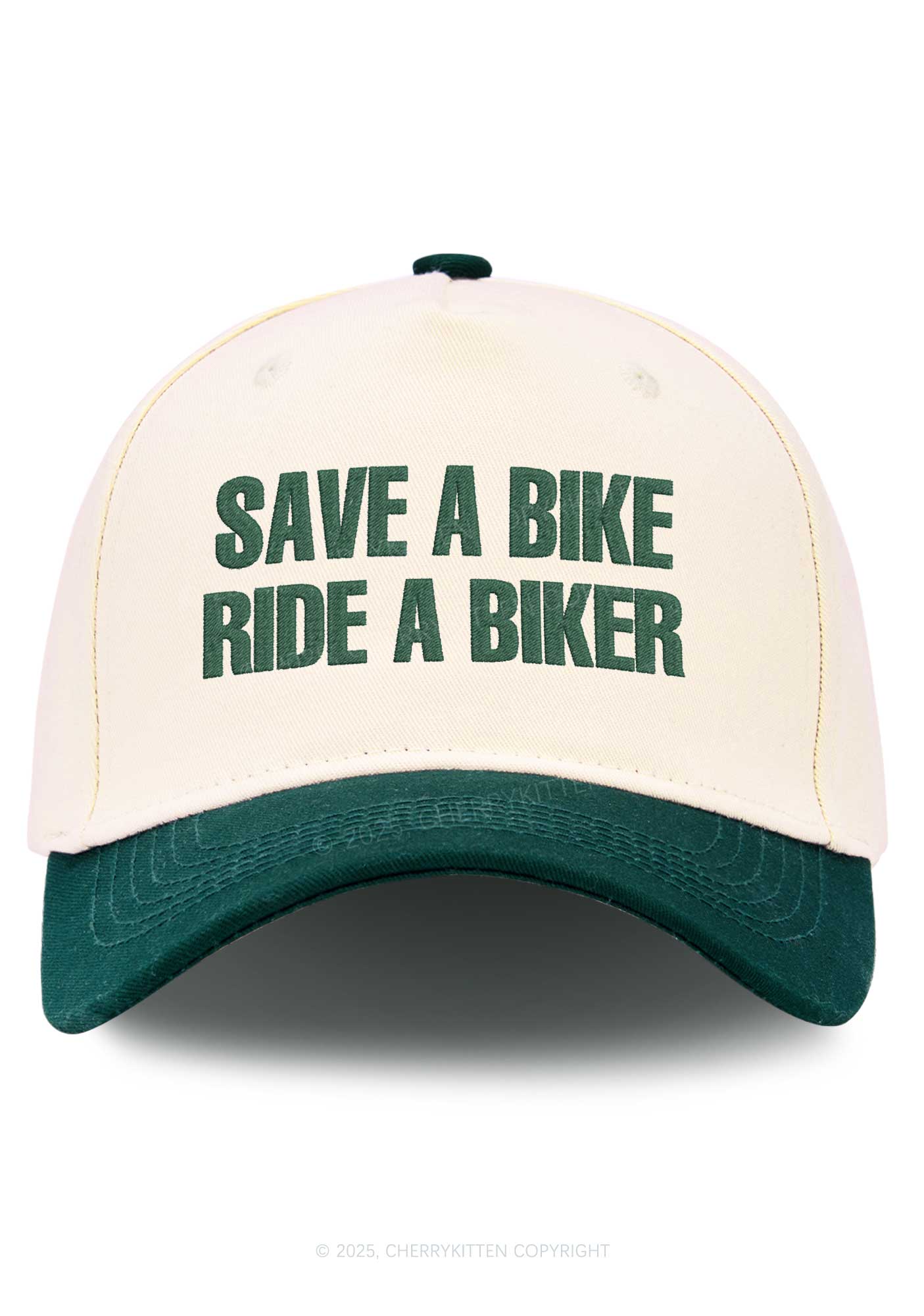 Embroidered Save Bike Ride Biker Y2K Color Block Baseball Cap Cherrykitten