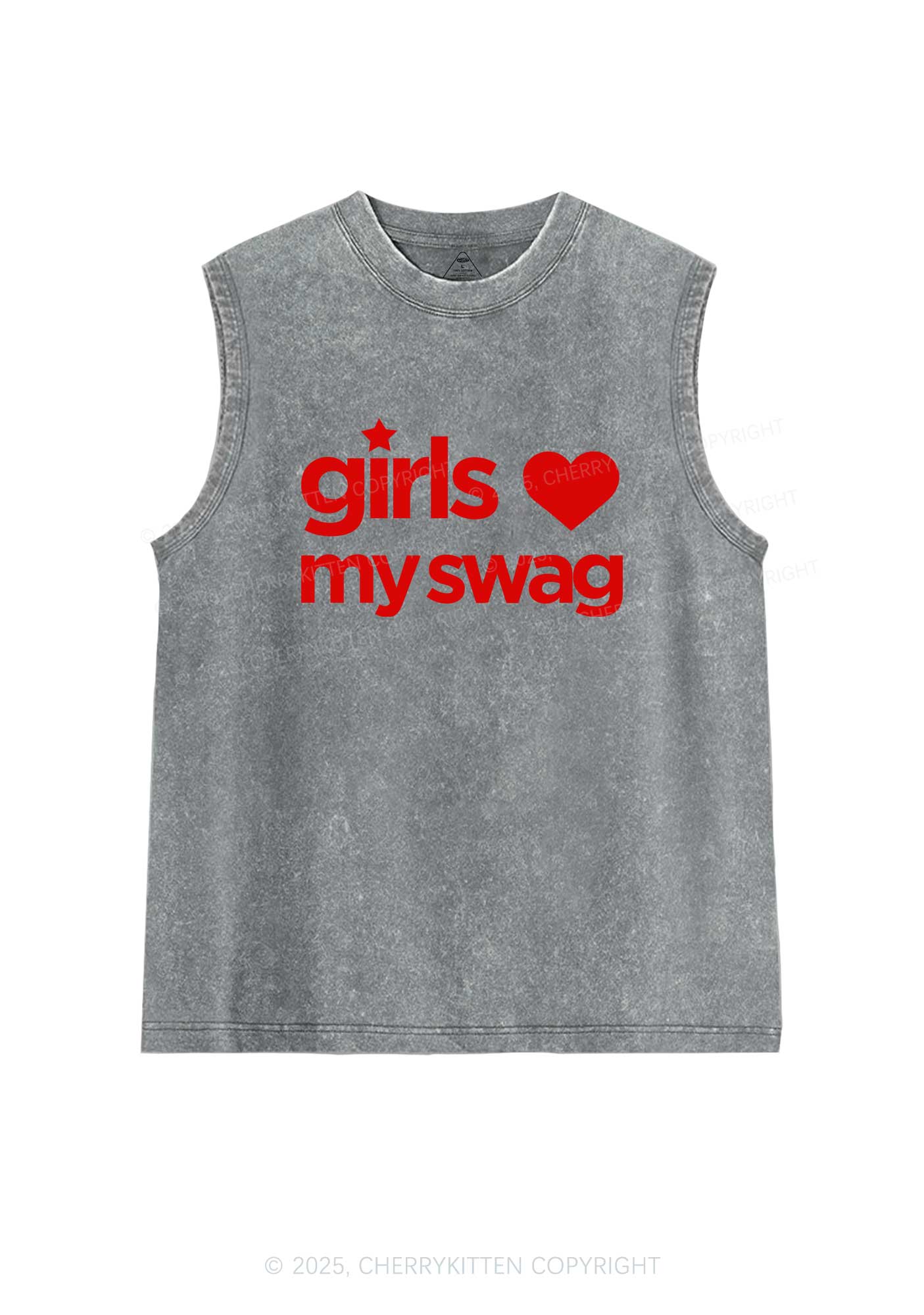 Girls Love My Swag Pride Y2K Washed Muscle Tank Cherrykitten