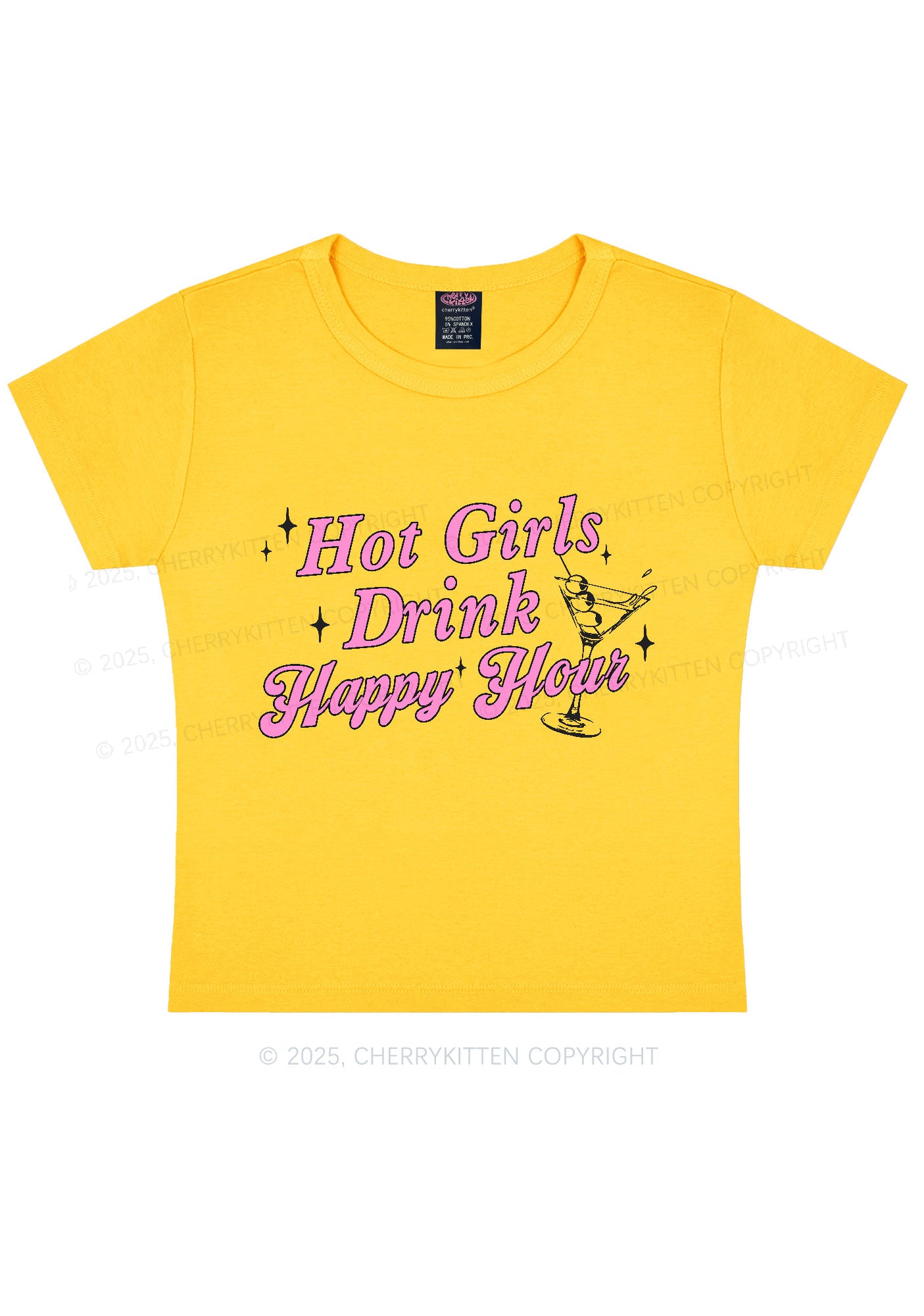 Hot Girls Drink Happy Hour Y2K Baby Tee Cherrykitten