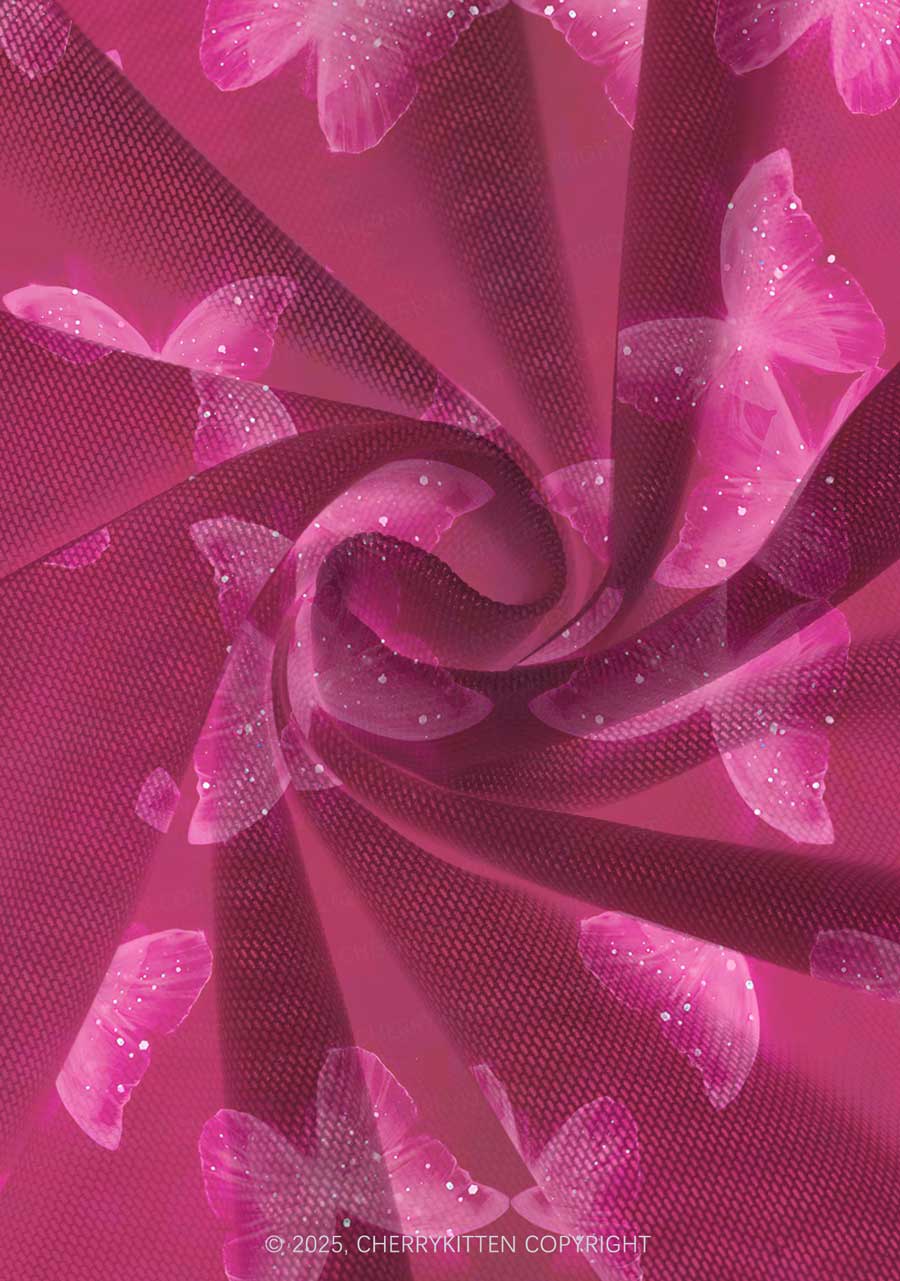 Butterflies Y2K Print Mini Layered Skirt Cherrykitten