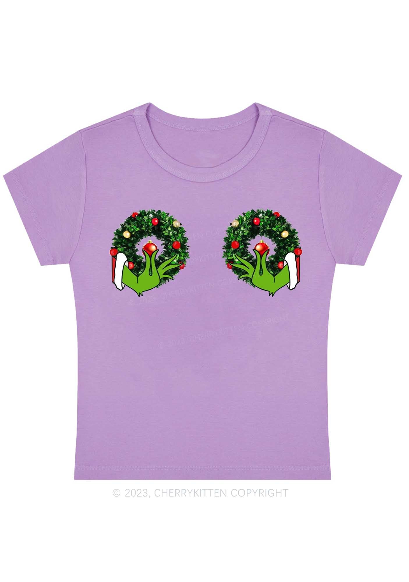 Christmas Wreath Baby Tee Cherrykitten