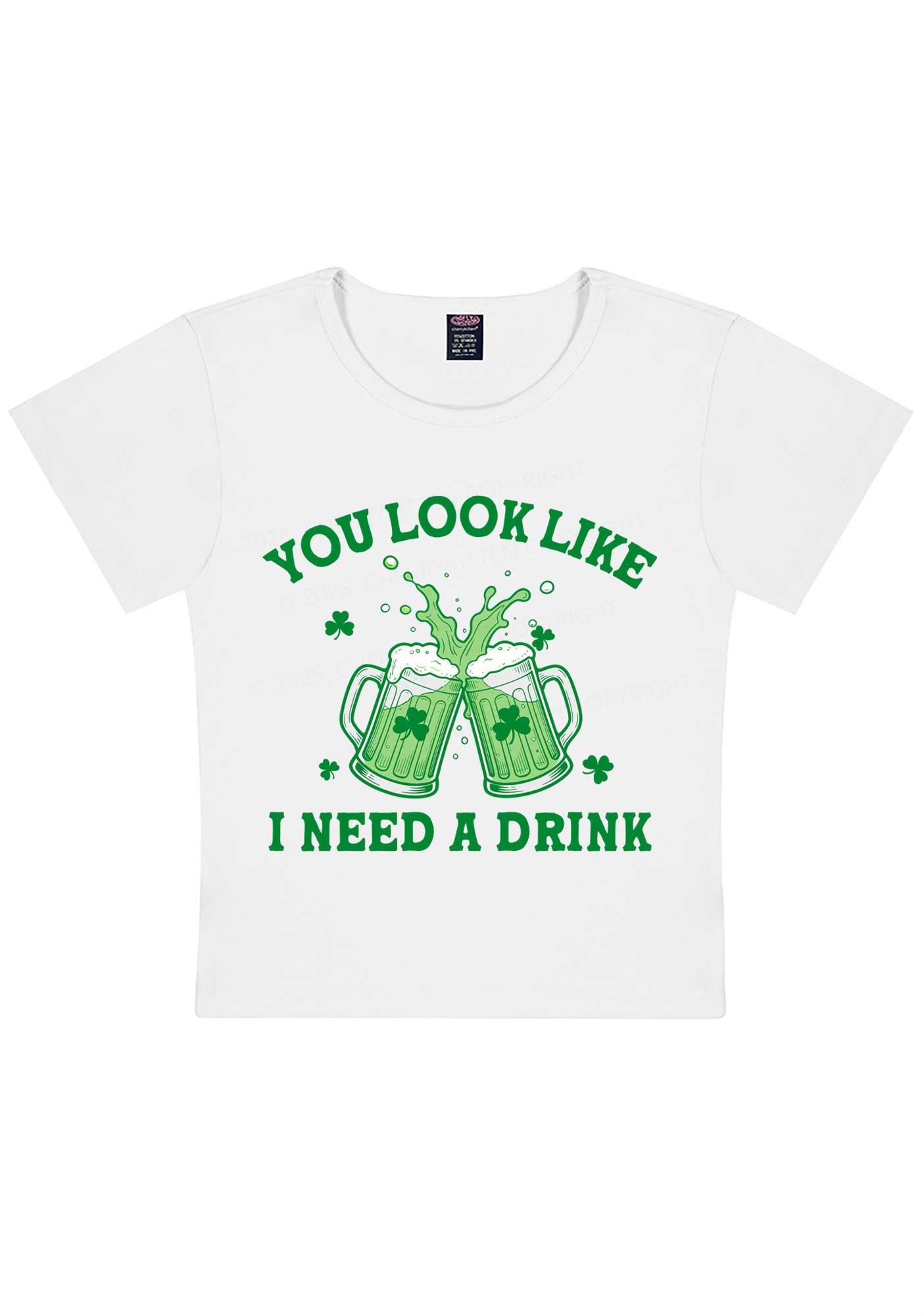 I Need A Drink St Patricks Y2K Baby Tee Cherrykitten