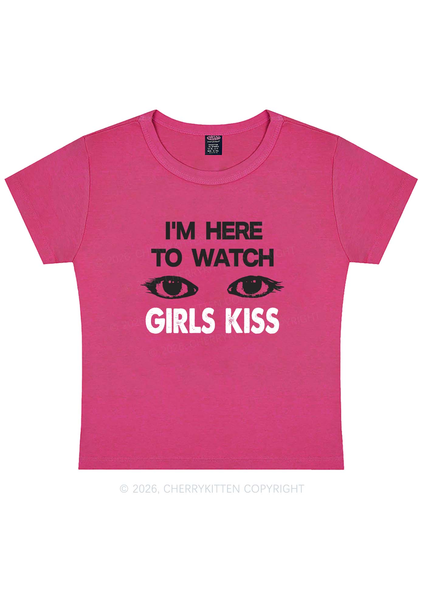 Im Here To Watch Girls Kiss Pride Y2K Baby Tee Cherrykitten