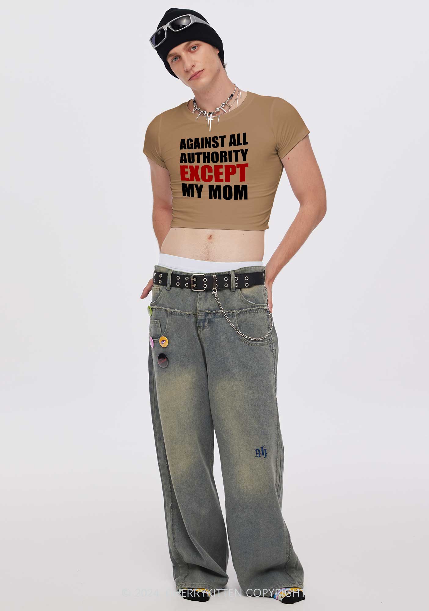 Against Authority Except Mom Y2K Baby Tee Cherrykitten