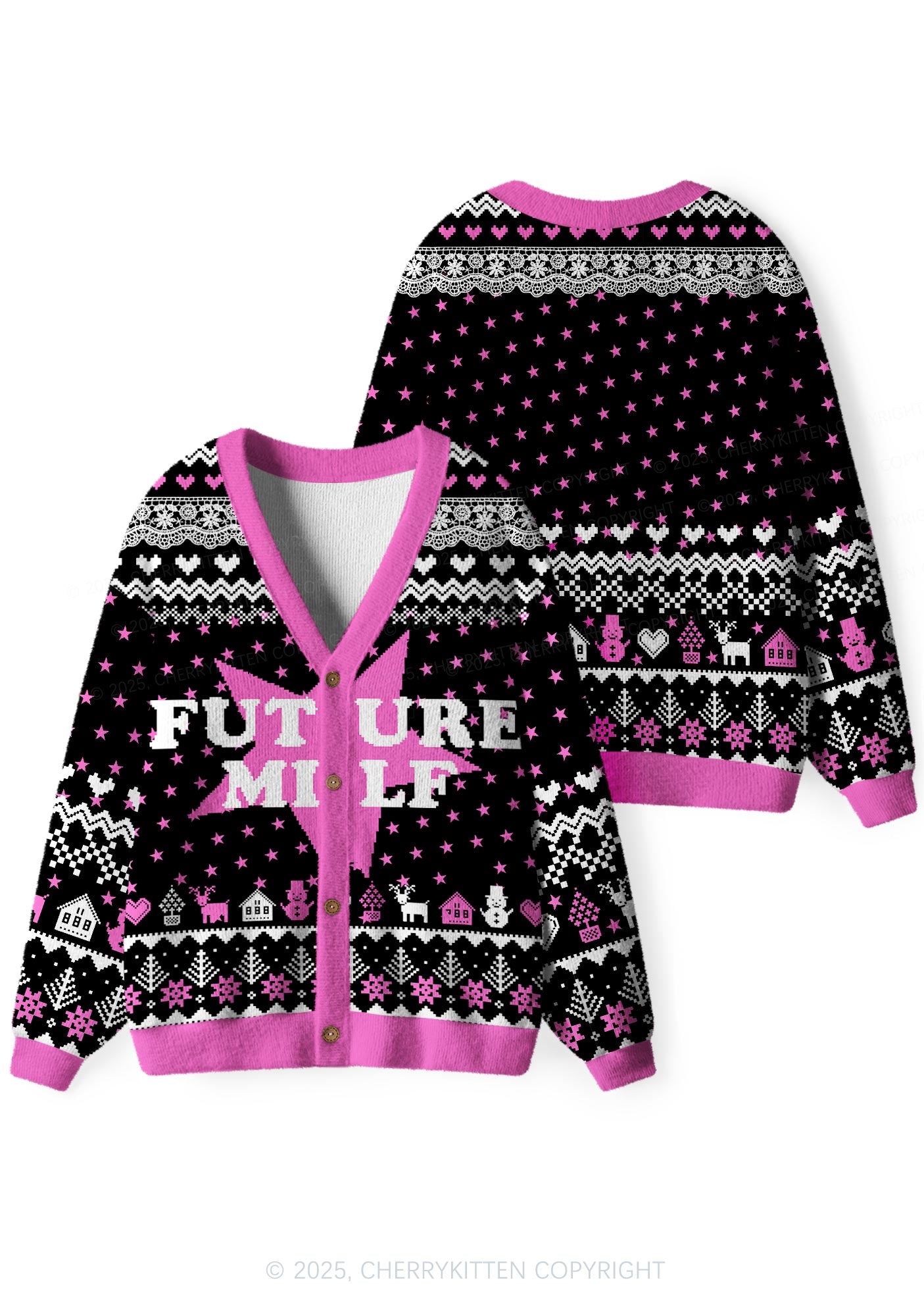 Future Mxxf Y2K Christmas Cardigan Knit Sweatshirt Cherrykitten