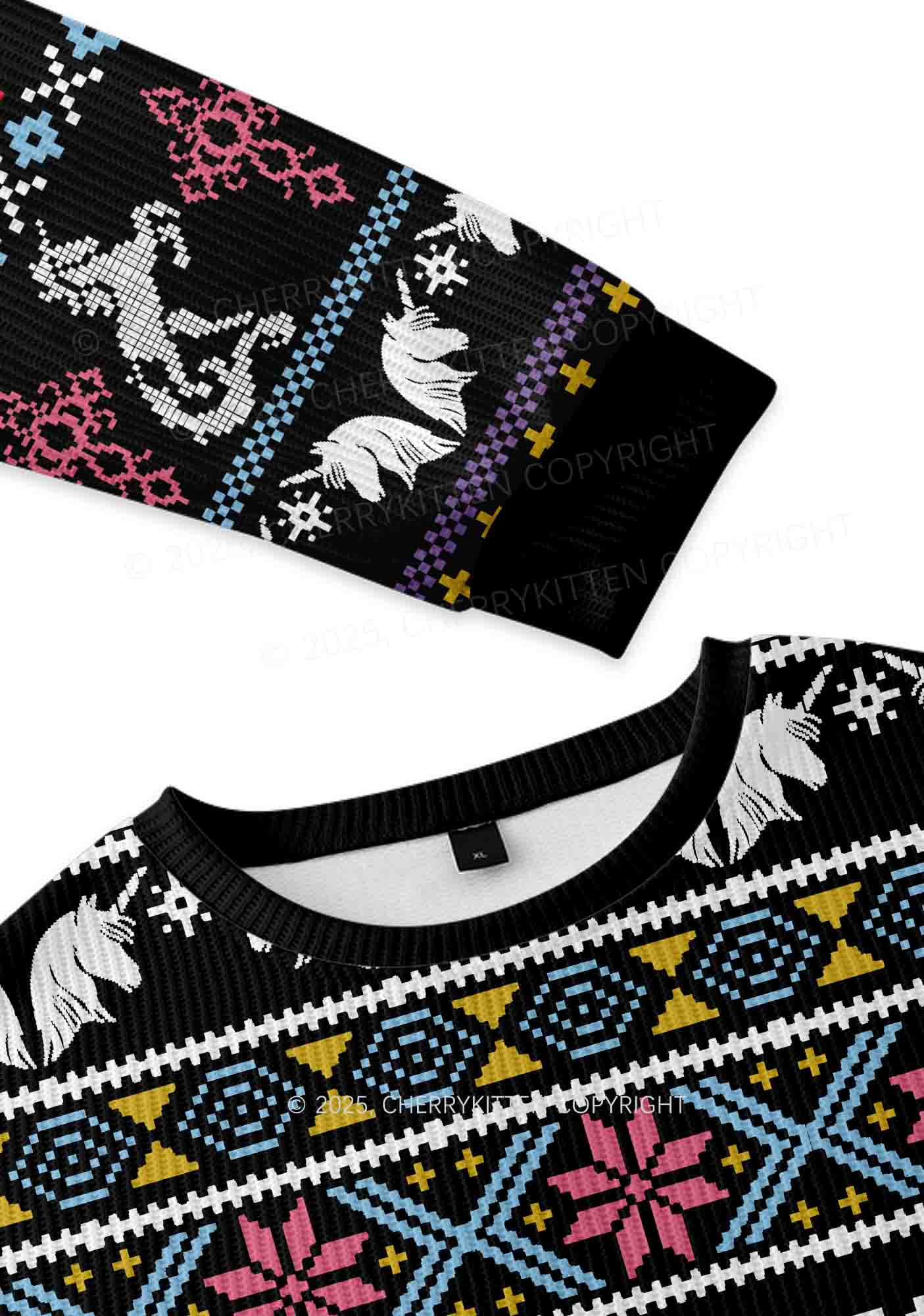 Homophobia Is Gay Pride Y2K Christmas Knit Sweatshirt Cherrykitten