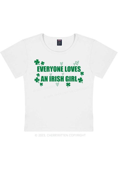Everyone Loves Irish Girl St Patricks Y2K Baby Tee Cherrykitten