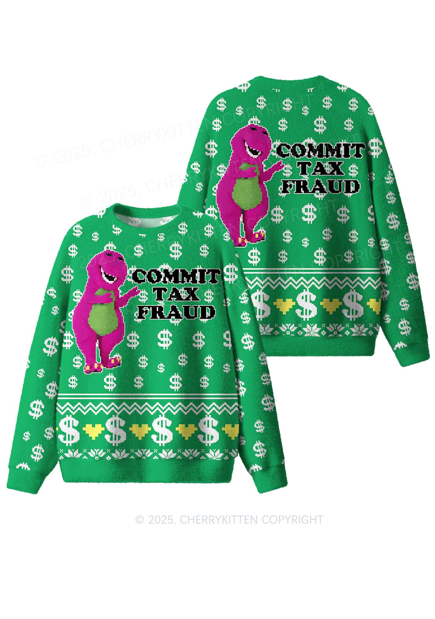 Commit Tax Fraud Y2K Christmas Knit Sweatshirt Cherrykitten