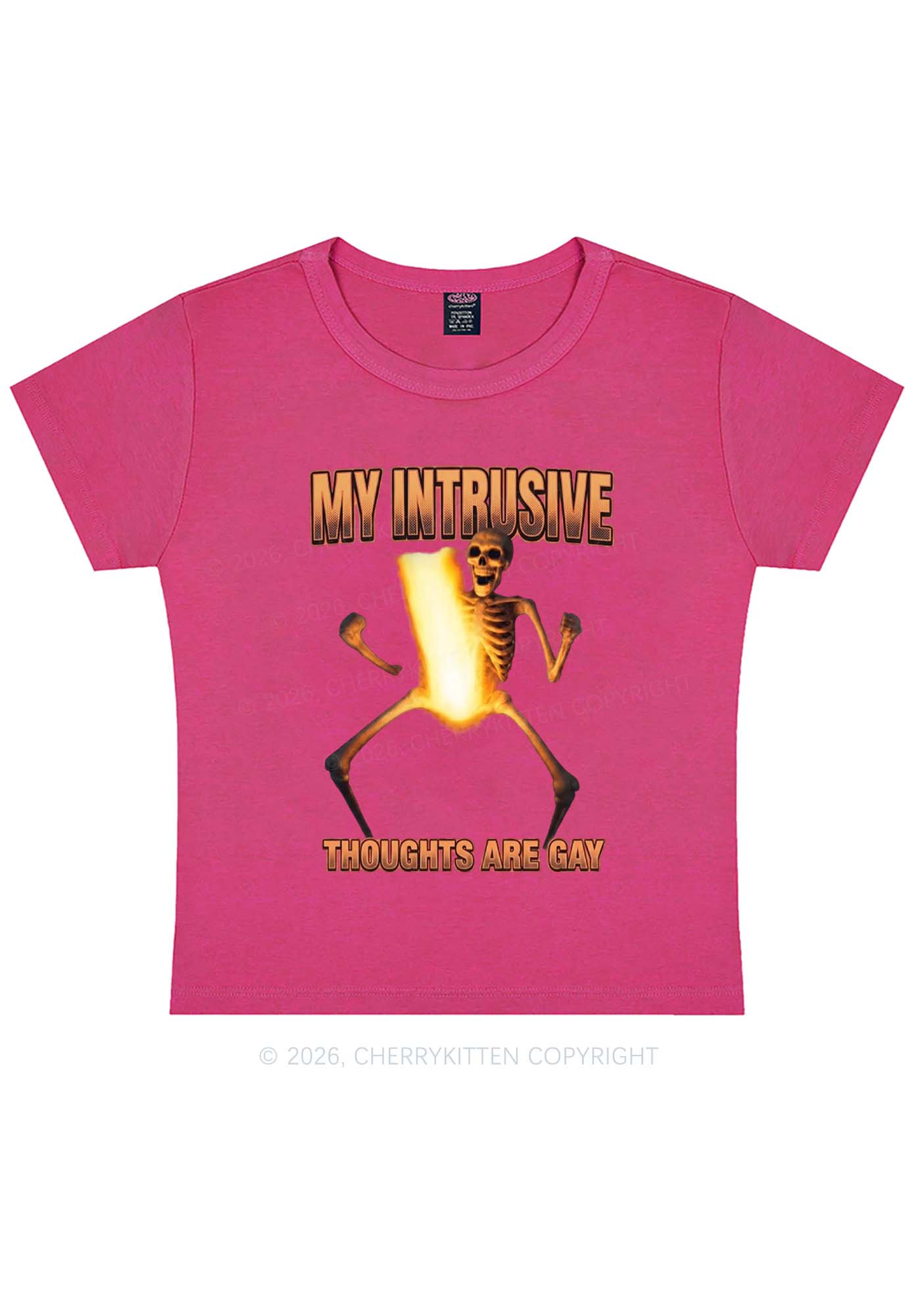 My Intrusive Thoughts Are Gay Pride Y2K Baby Tee Cherrykitten