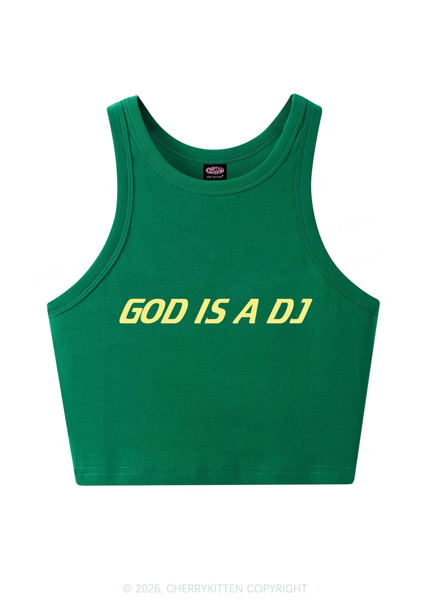 God Is A DJ Y2K Crop Tank Top Cherrykitten