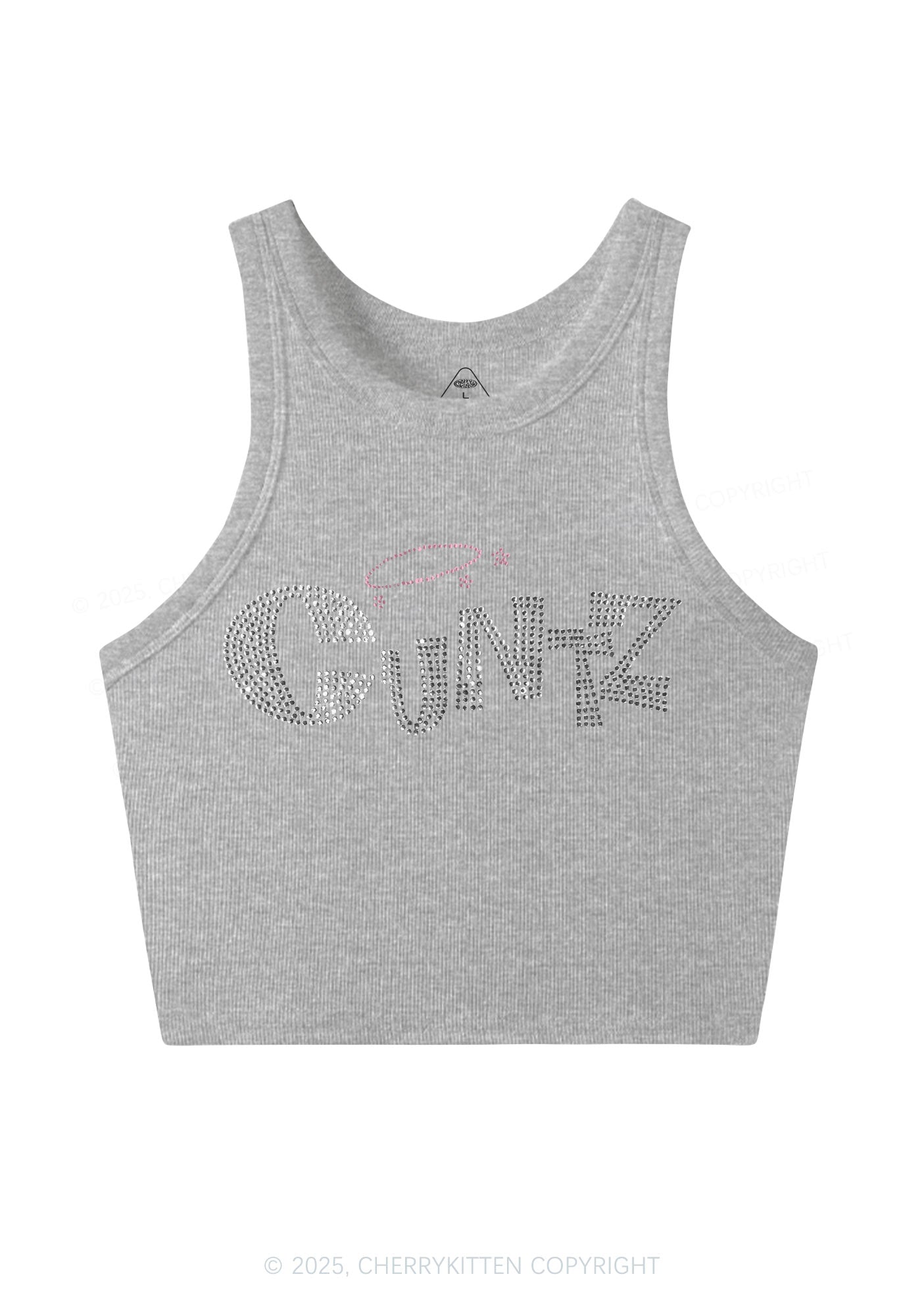 Rhinestone Cxntz Y2K Crop Tank Top Cherrykitten