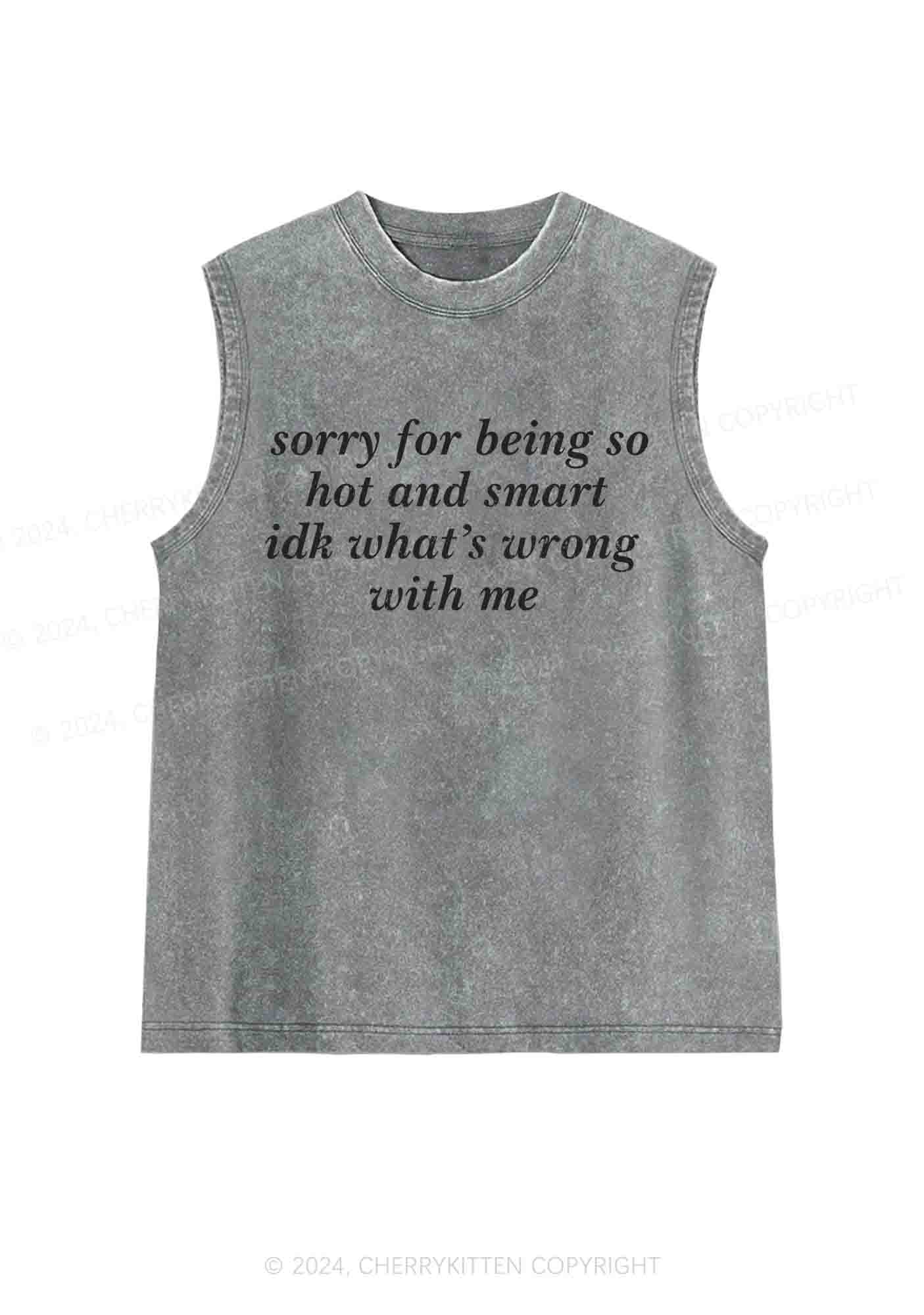 Sorry For Being So Smart Y2K Washed Tank Cherrykitten