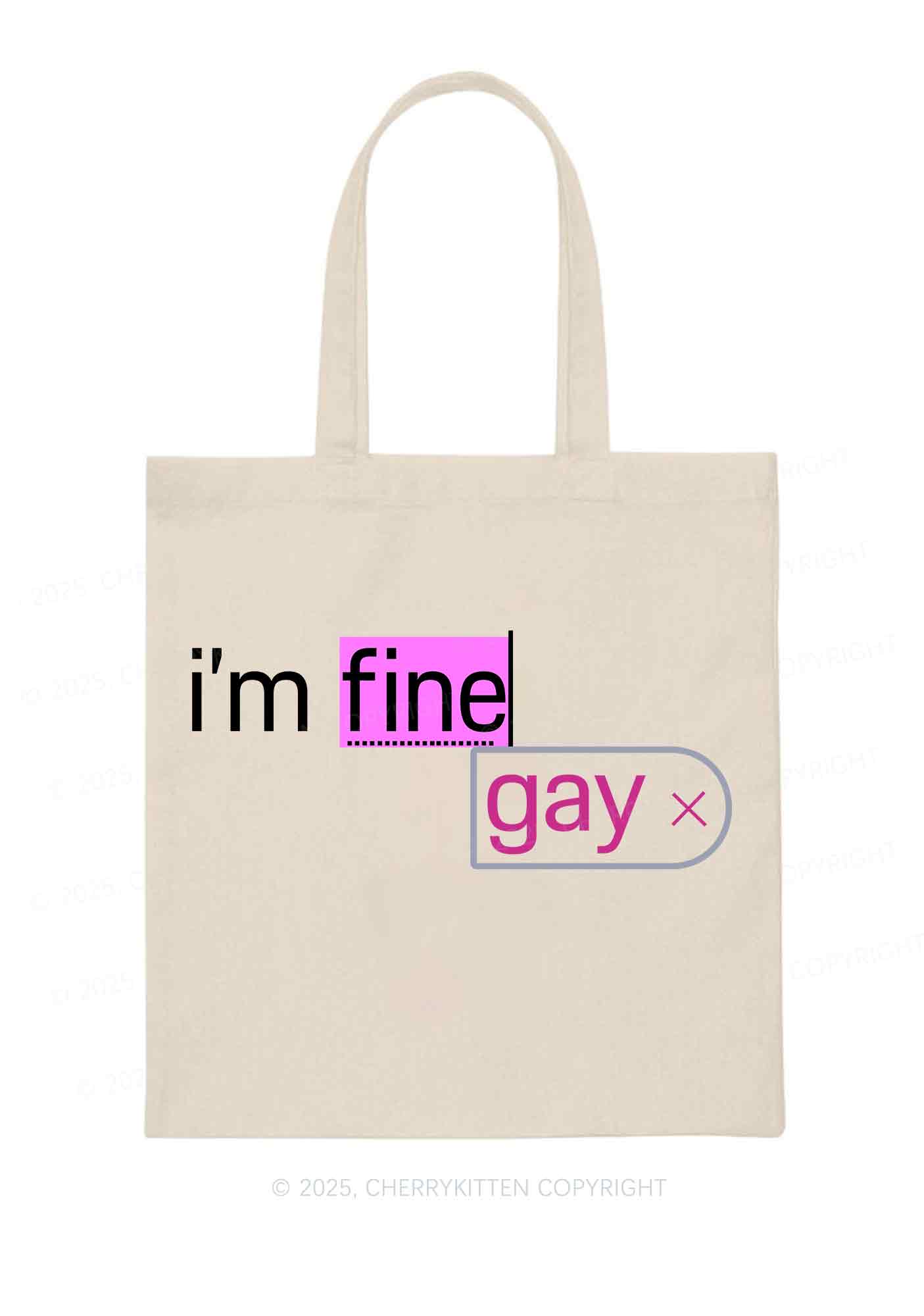Im Fine Gay Pride Y2K Canvas Tote Bag Cherrykitten