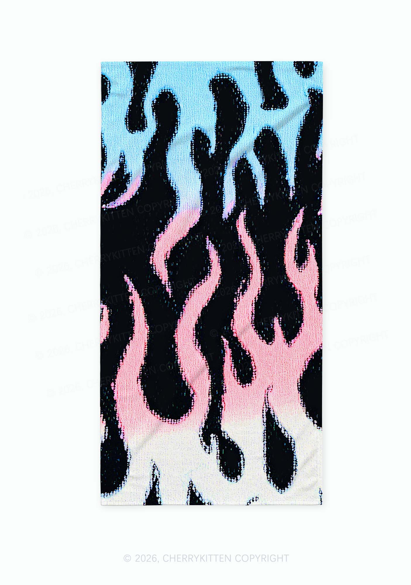 Trans Flame Pride Y2K Beach Towel Cherrykitten