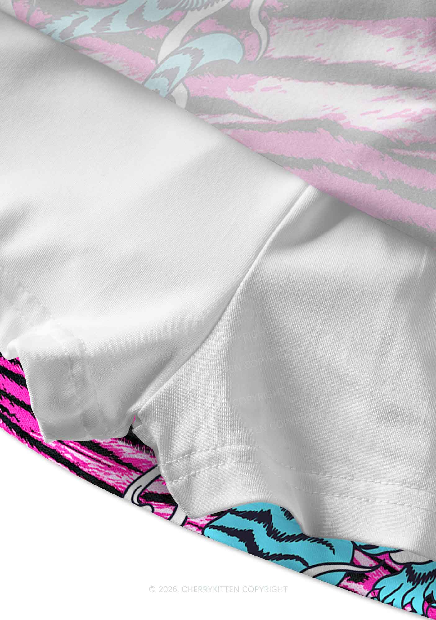 Blue Tiger Pink Zebra Stripe Y2K Print Mini Skirt Cherrykitten