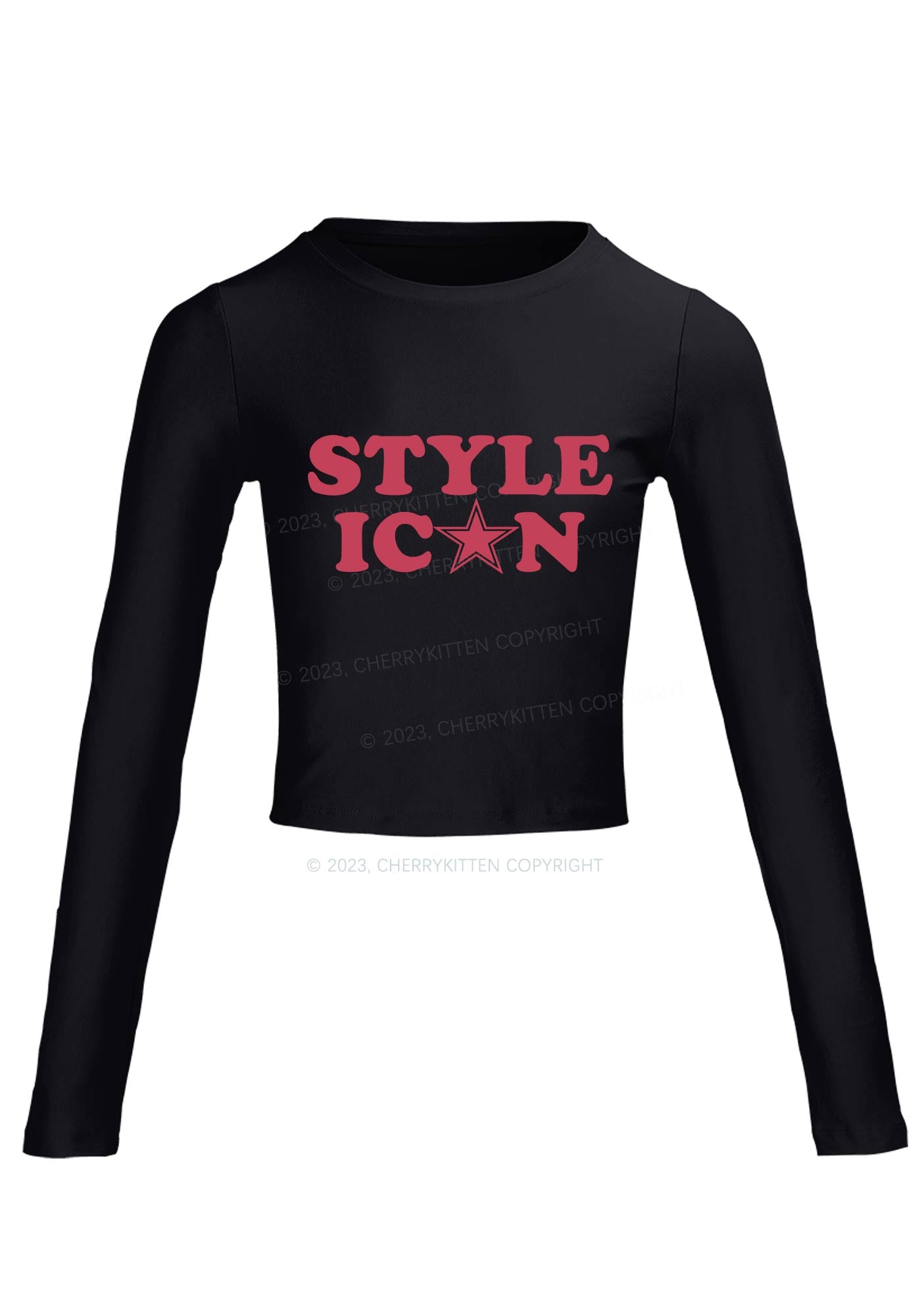 Style Icon Long Sleeve Crop Top Cherrykitten