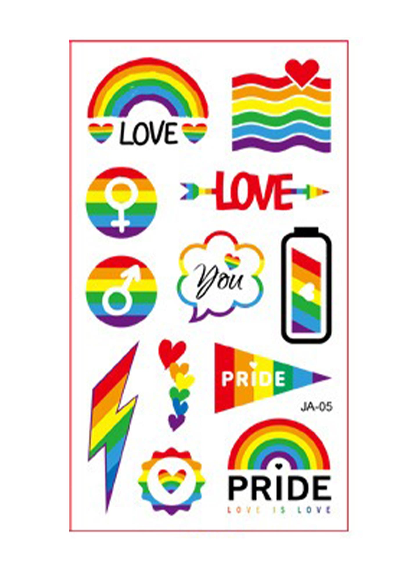 🎁 1pc Y2K Pride Rainbow Tattoo Sticker Cherrykitten (100% off)