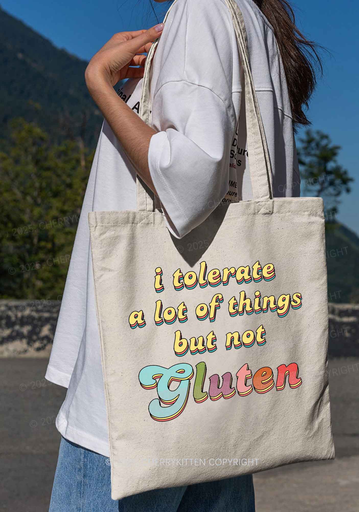 Tolerate Gluten Y2K Canvas Tote Bag Cherrykitten