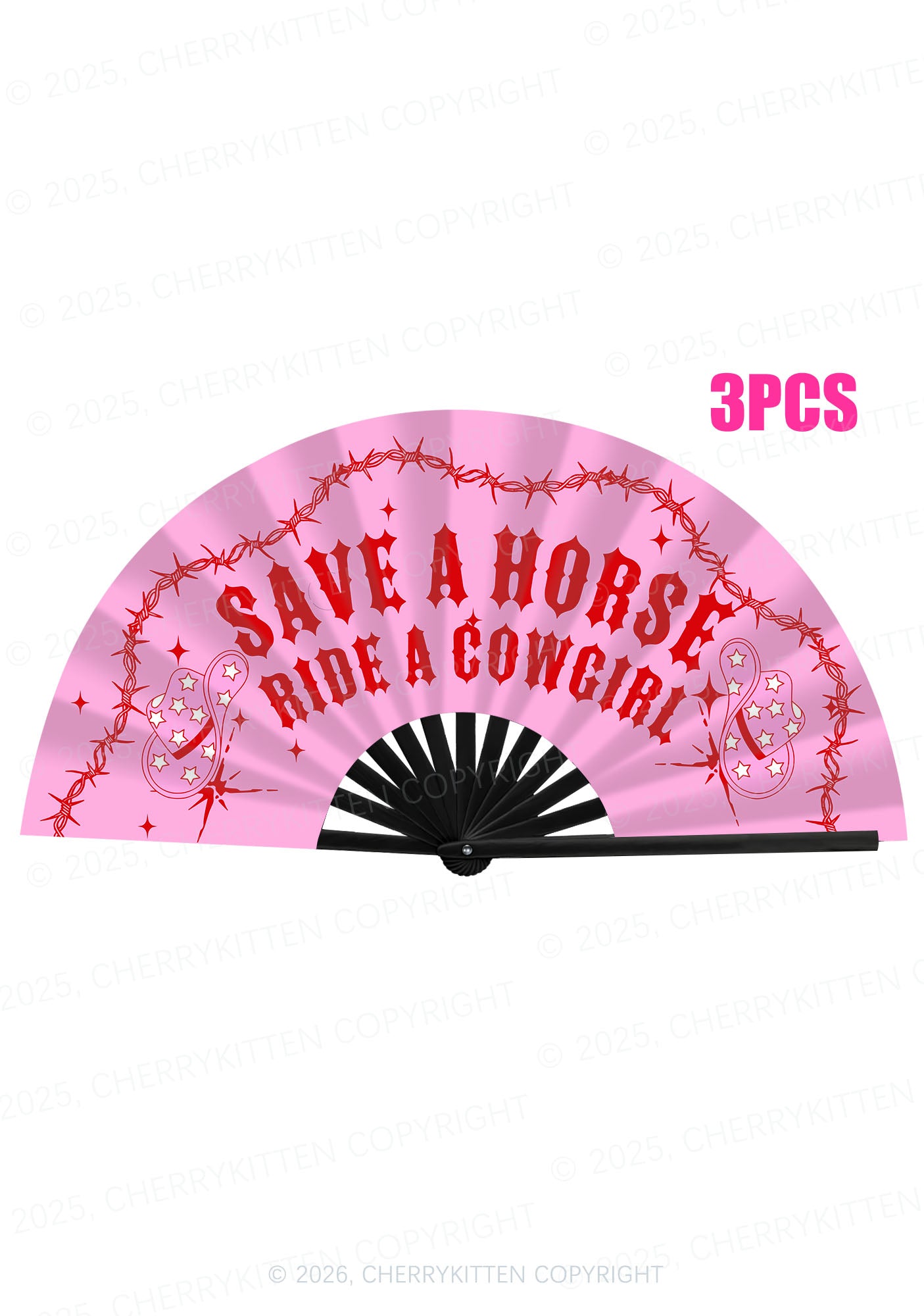 Ride A Cowgirl Pride Y2K Rave Hand Fan Cherrykitten