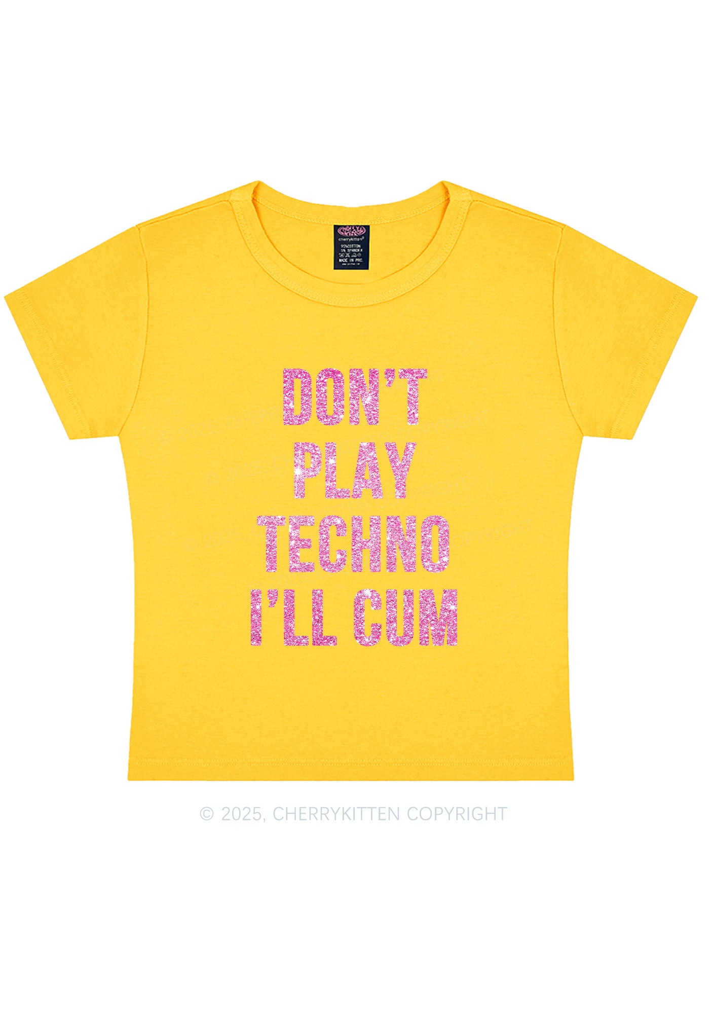 Glitter Dont Play Techno Y2K Baby Tee Cherrykitten