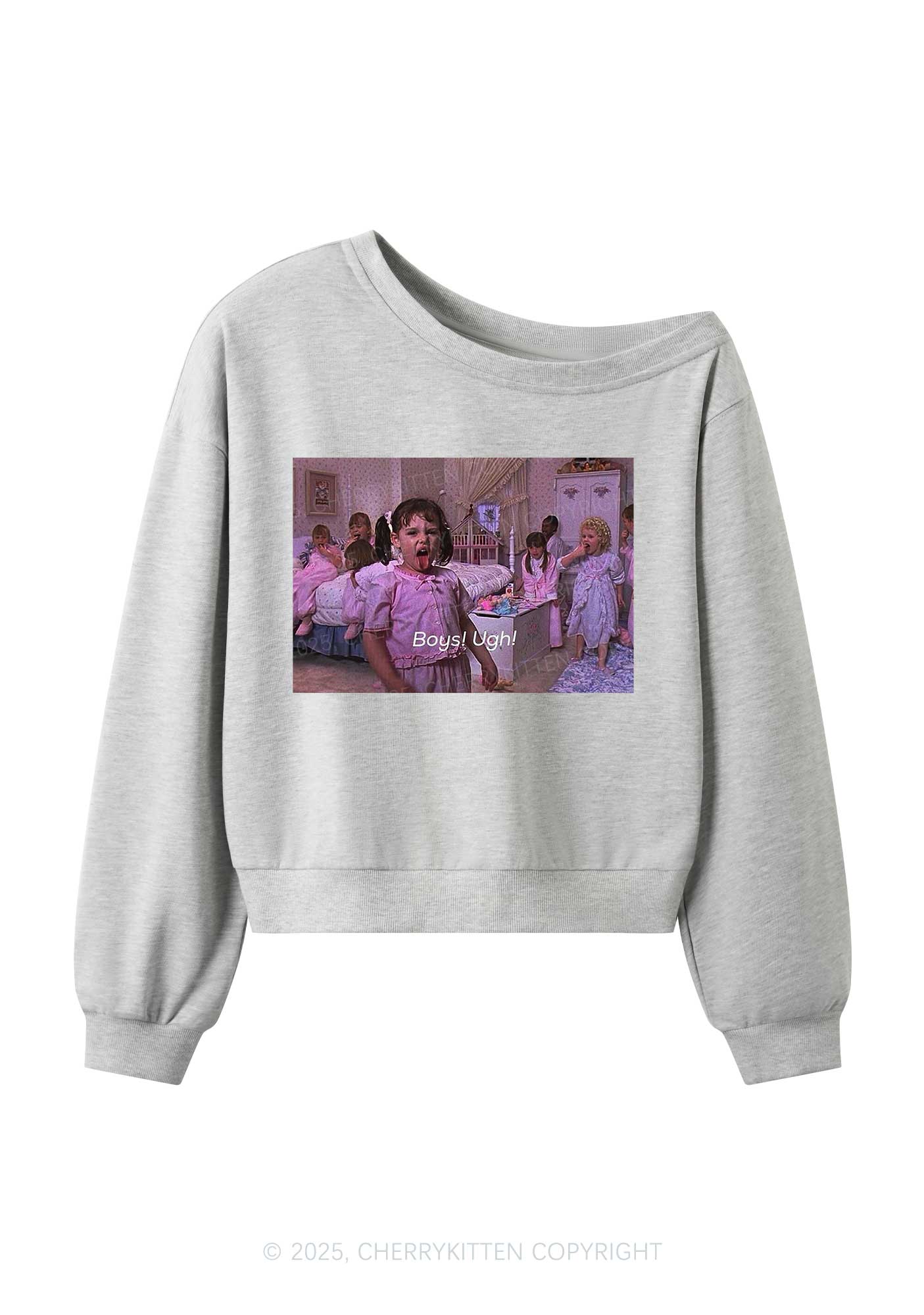 Boys Ugh Y2K Off Shoulder Sweatshirts Cherrykitten