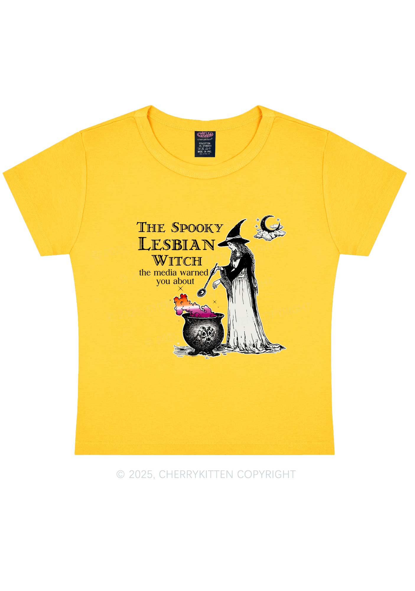 The Spooky Lesbian Witch Y2K Baby Tee Cherrykitten