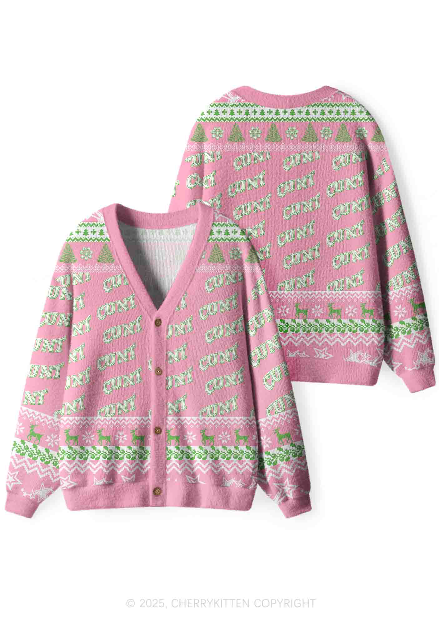 Cxxt Stars Y2K Christmas Cardigan Knit Sweatshirt Cherrykitten