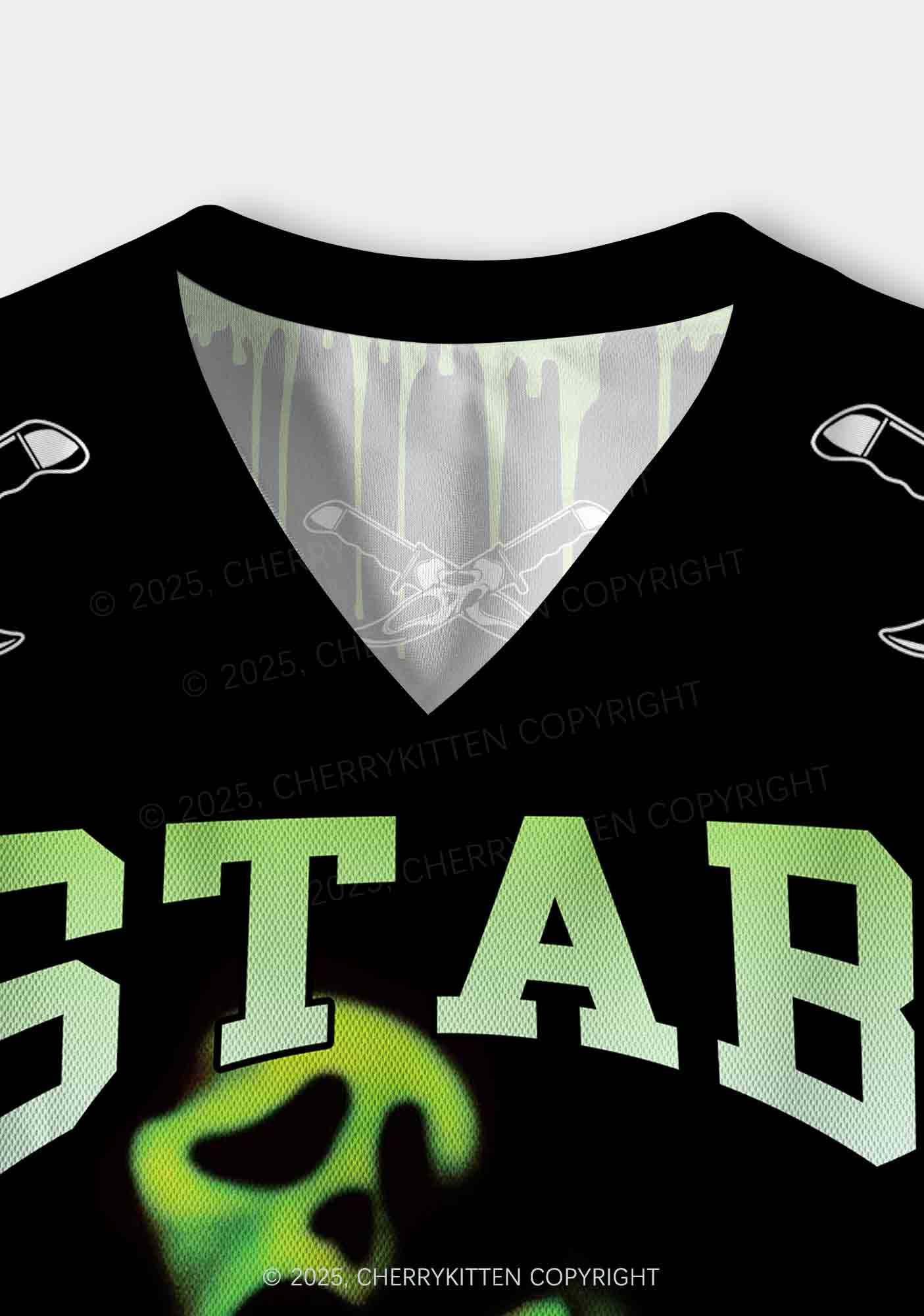 Custom Halloween Black Stab Ghost Y2K Crop Sport Jersey Shirts Cherrykitten