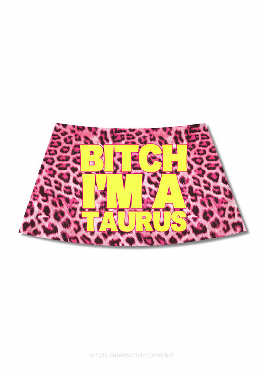 Bxtch I'm A Custom Zodiac Y2K Print Mini Skirt Cherrykitten