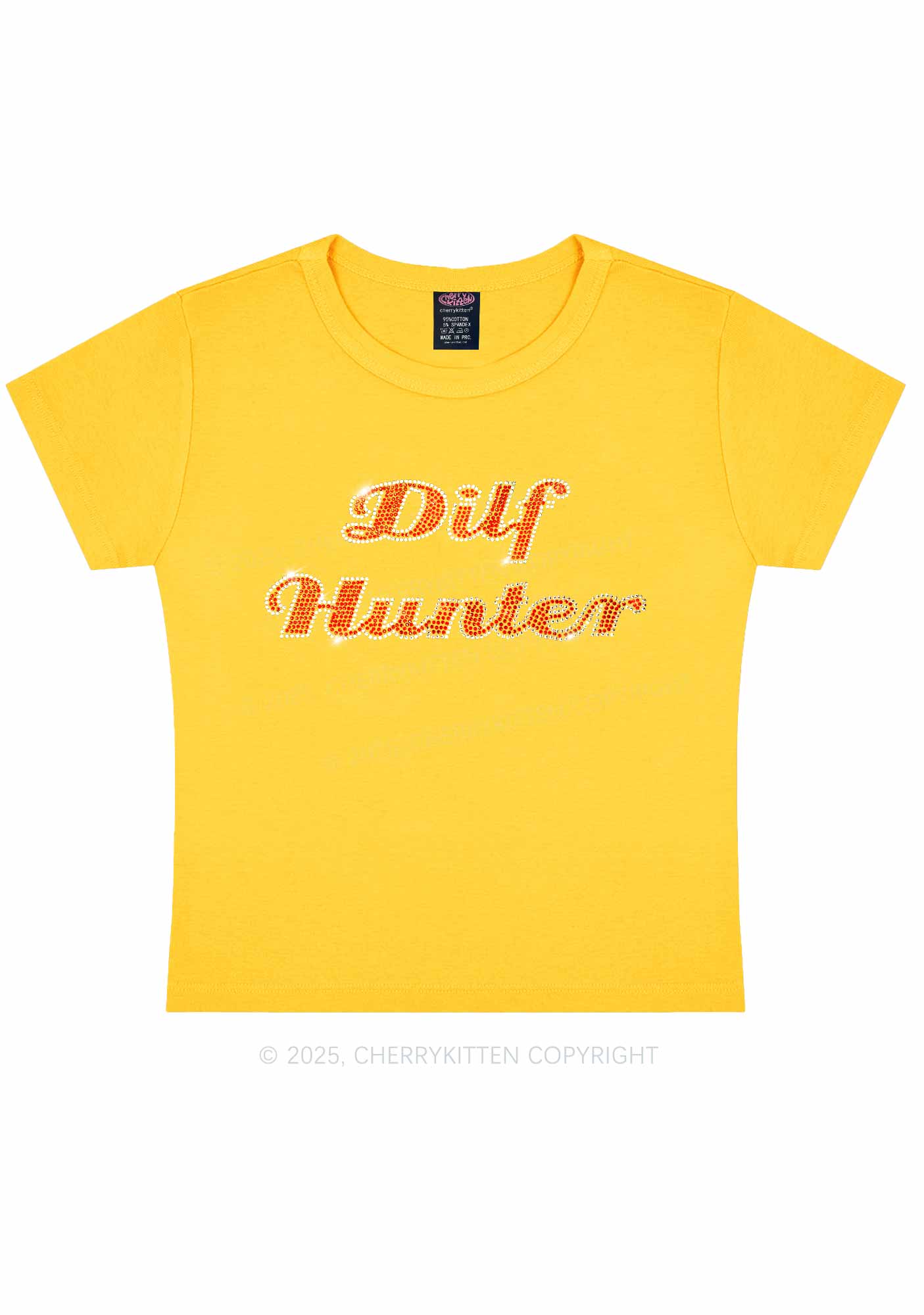 Rhinestone Green Hunter Y2K Baby Tee Cherrykitten
