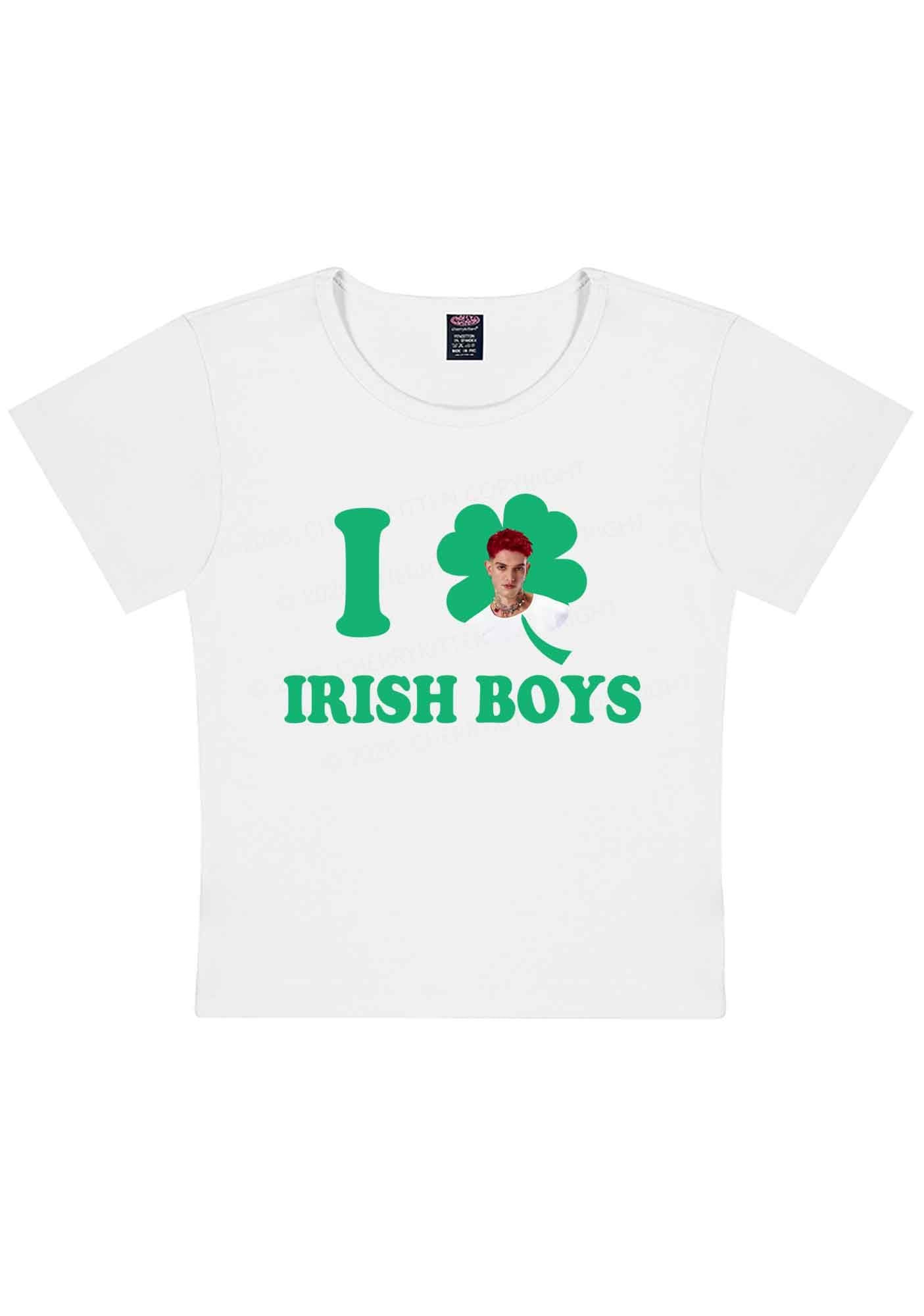 Custom I Love Shamrock Irish Boys St Patricks Y2K Baby Tee Cherrykitten