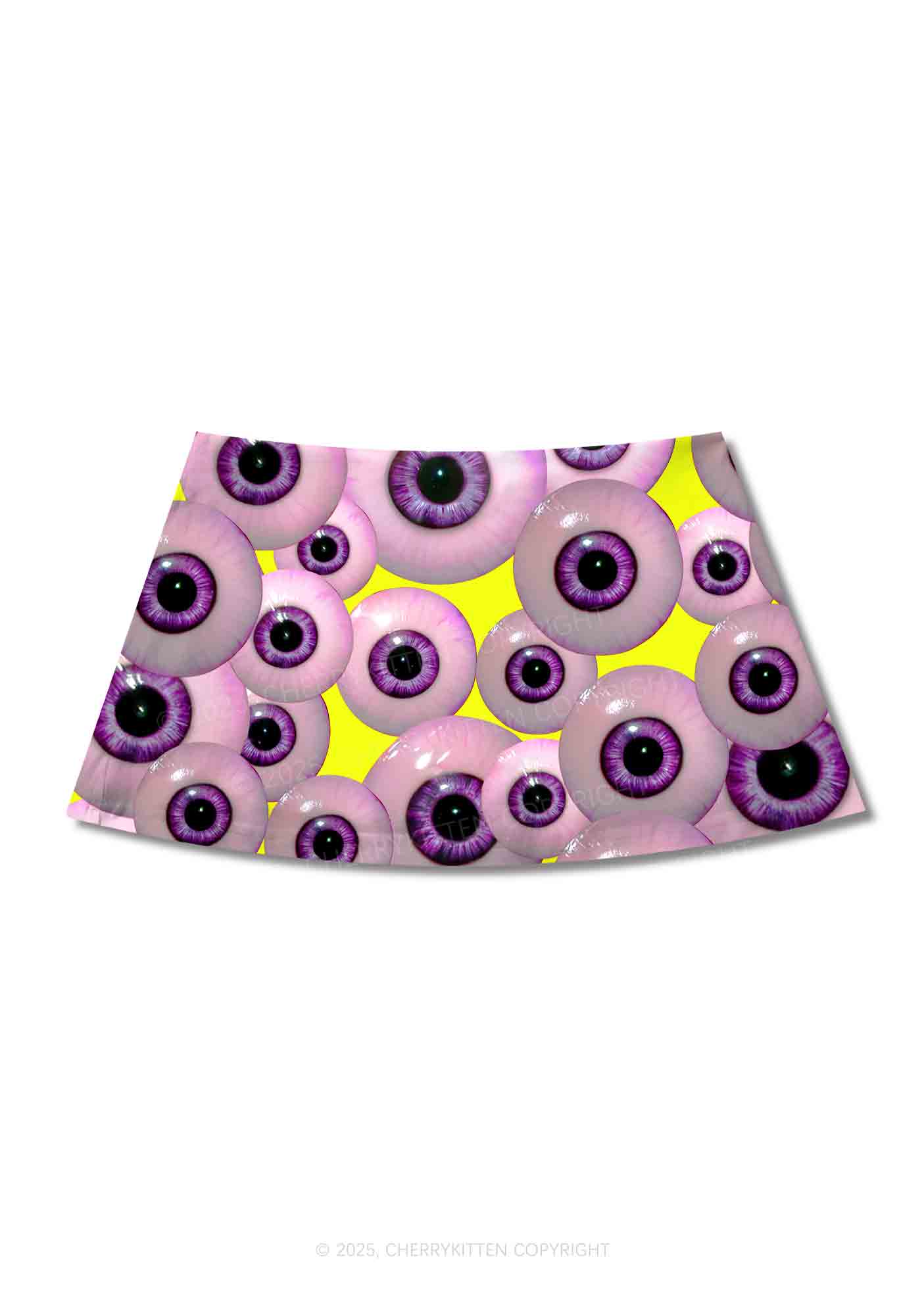 Halloween Purple Eyeballs Y2K Print Mini Skirt Cherrykitten
