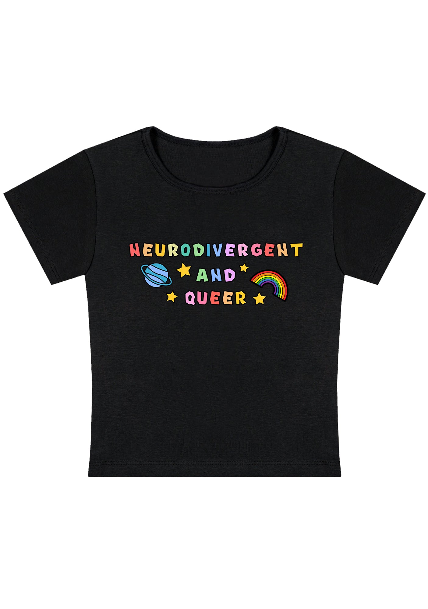 Neurodivergent And Queer Y2K Baby Tee