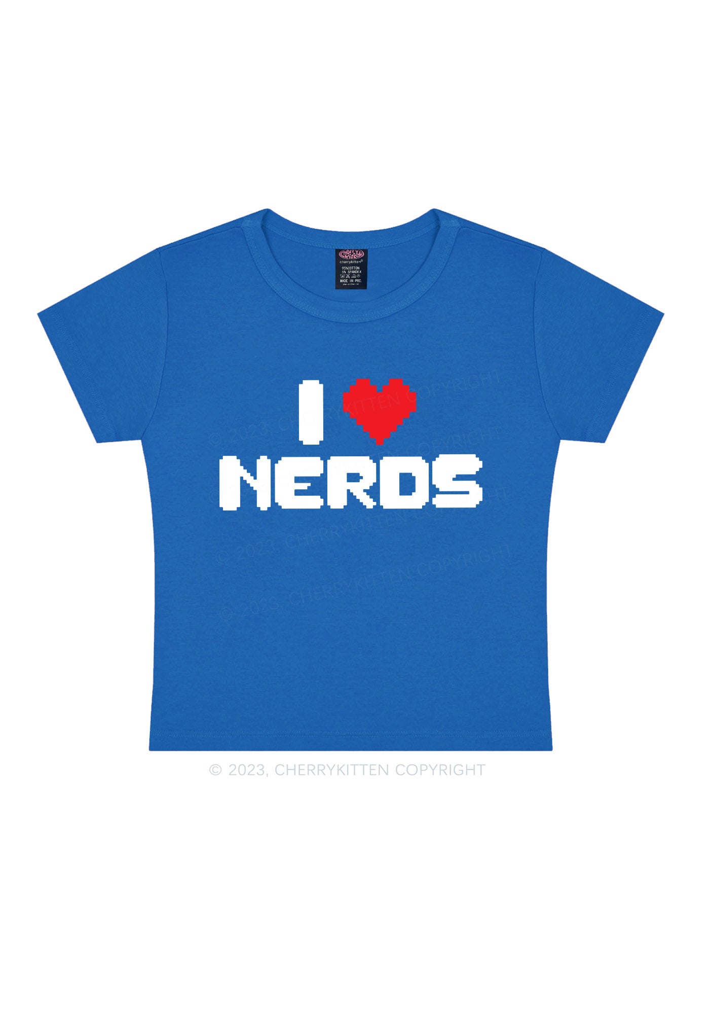 Pixel I Love Nerds Y2K Baby Tee Cherrykitten