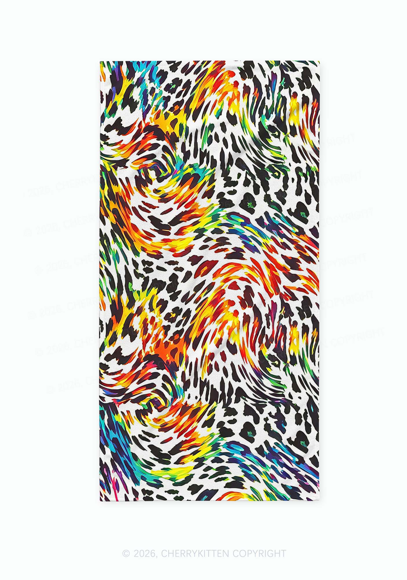 Rainbow Leopard Pride Y2K Beach Towel Cherrykitten
