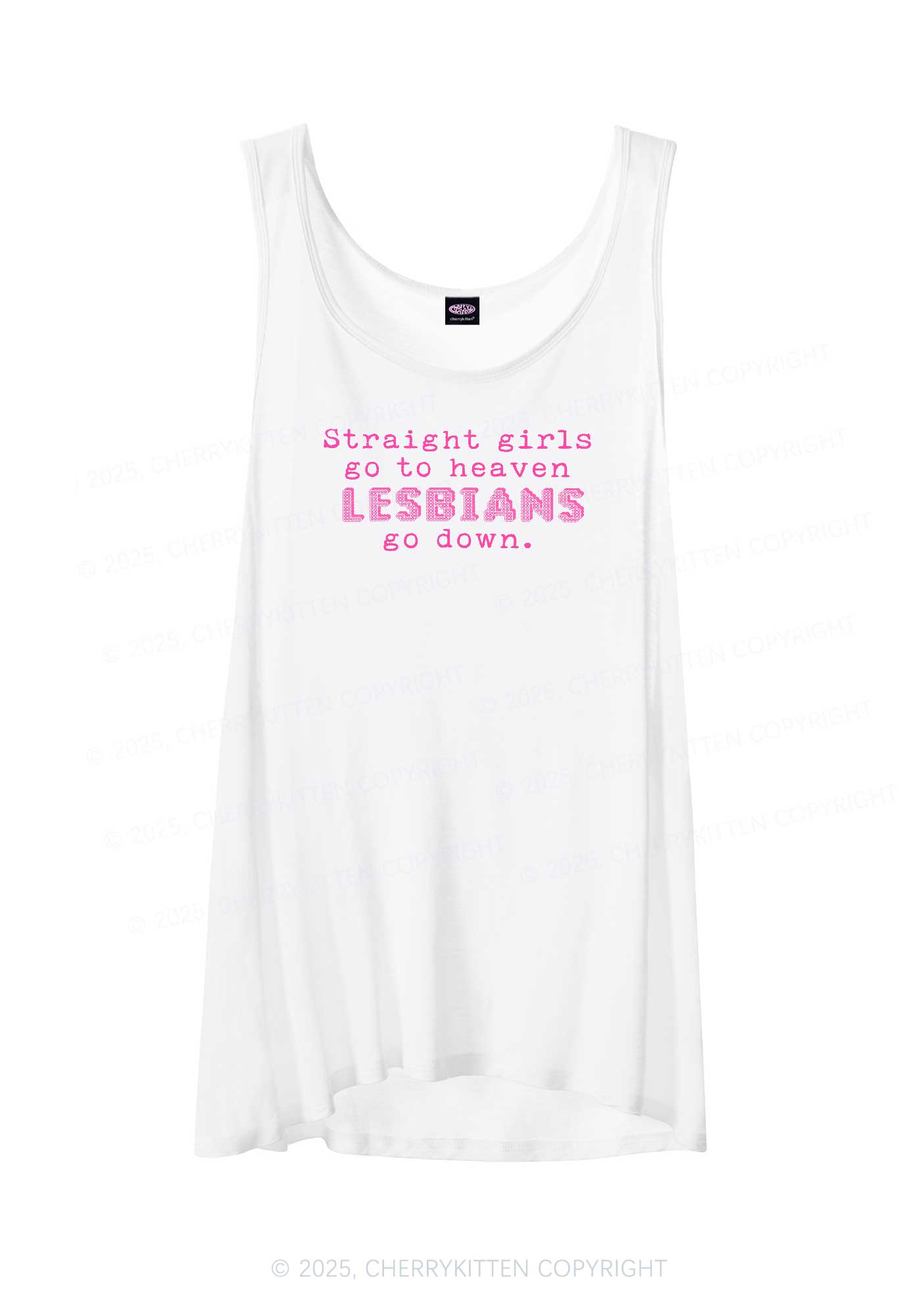 Lesbians Go Down Pride Y2K Sheer Boyfriend Tank Cherrykitten