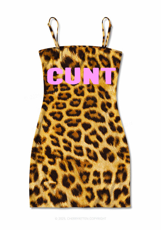 Cxxt Leopard Y2K Print Slip Dress Cherrykitten