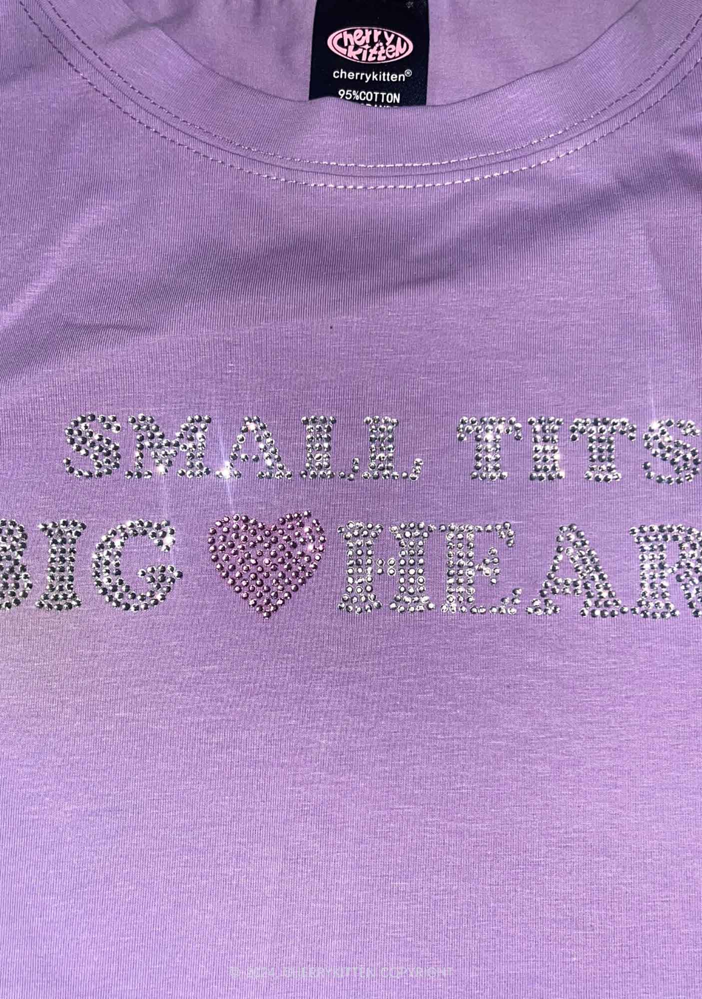 Rhinestone Big Heart Y2K Baby Tee Cherrykitten