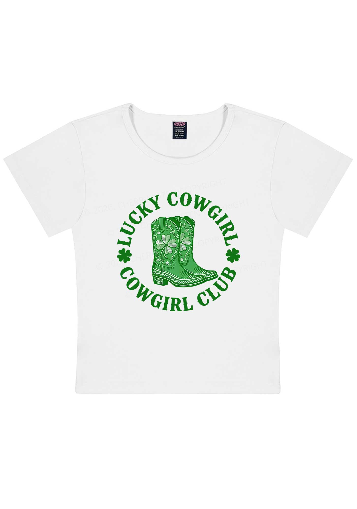 Lucky Cowgirl Club St Patricks Y2K Baby Tee Cherrykitten