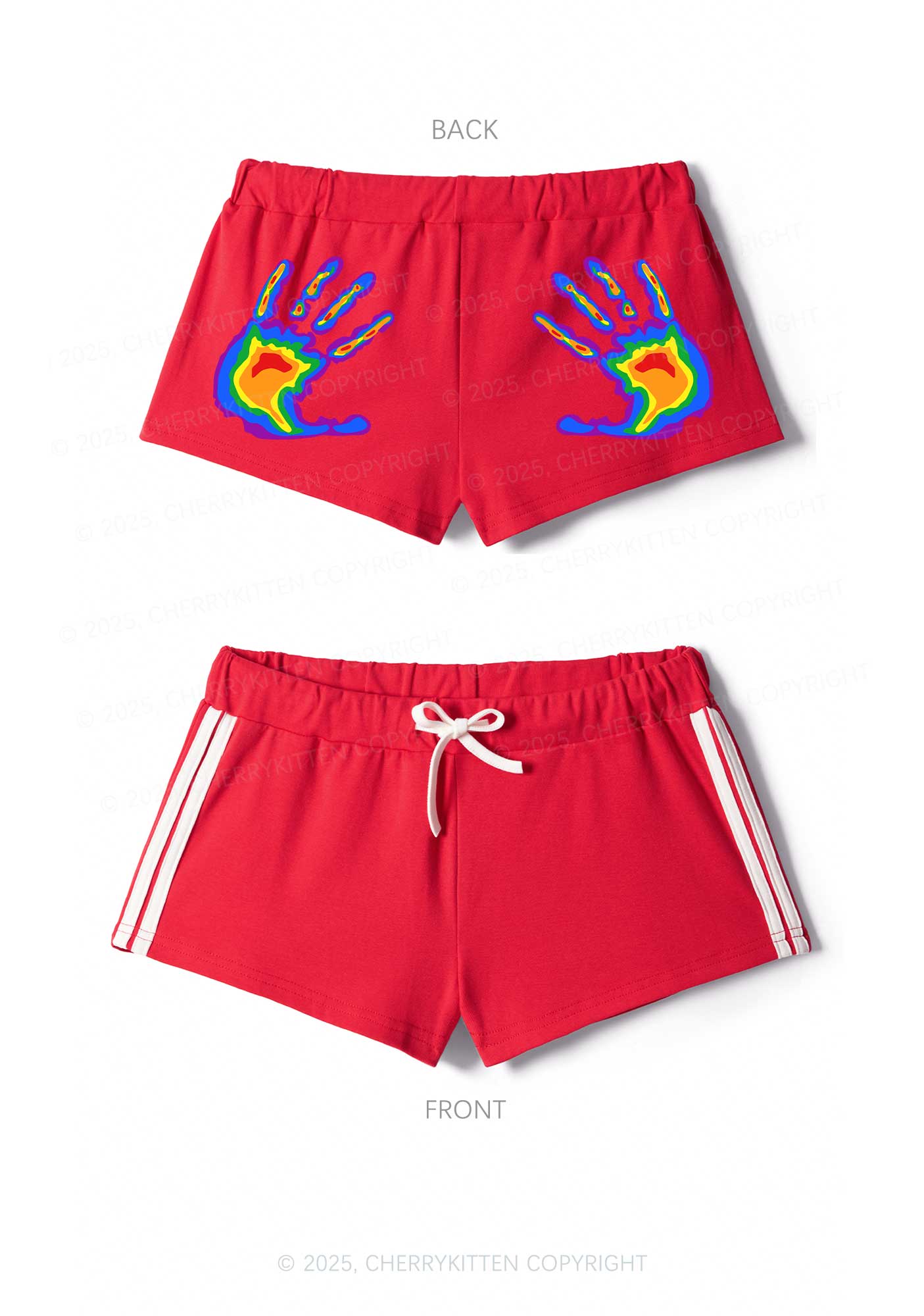 Thermal Hands Pride Y2K Drawstring Mini Shorts Cherrykitten