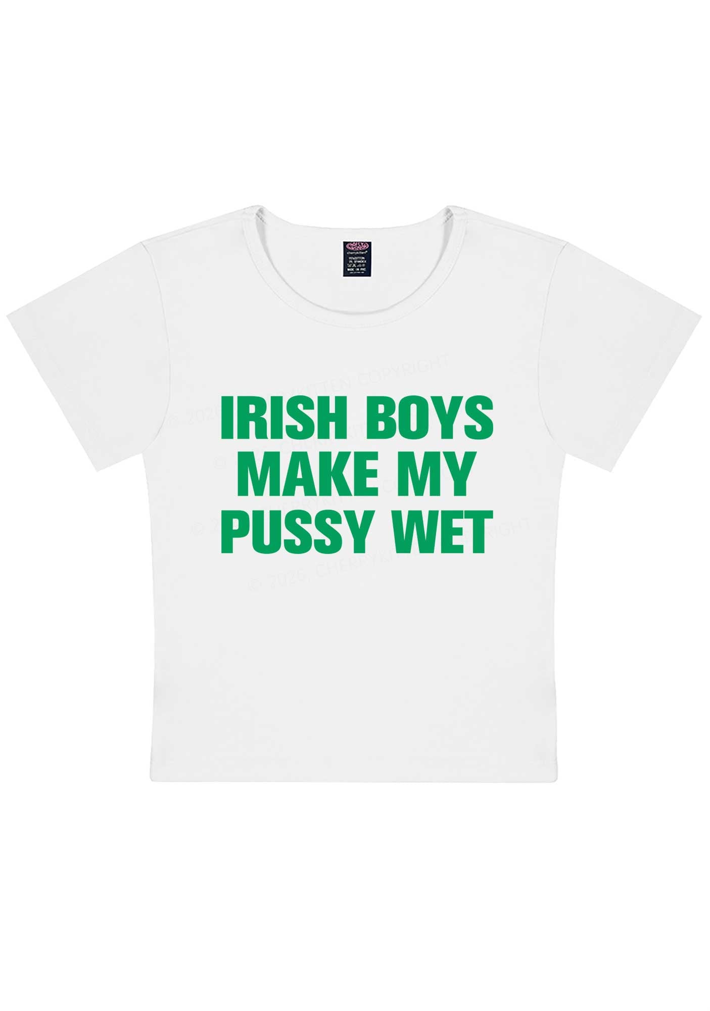 Irish Boys Make My Puxxy Wet St Patricks Y2K Baby Tee Cherrykitten